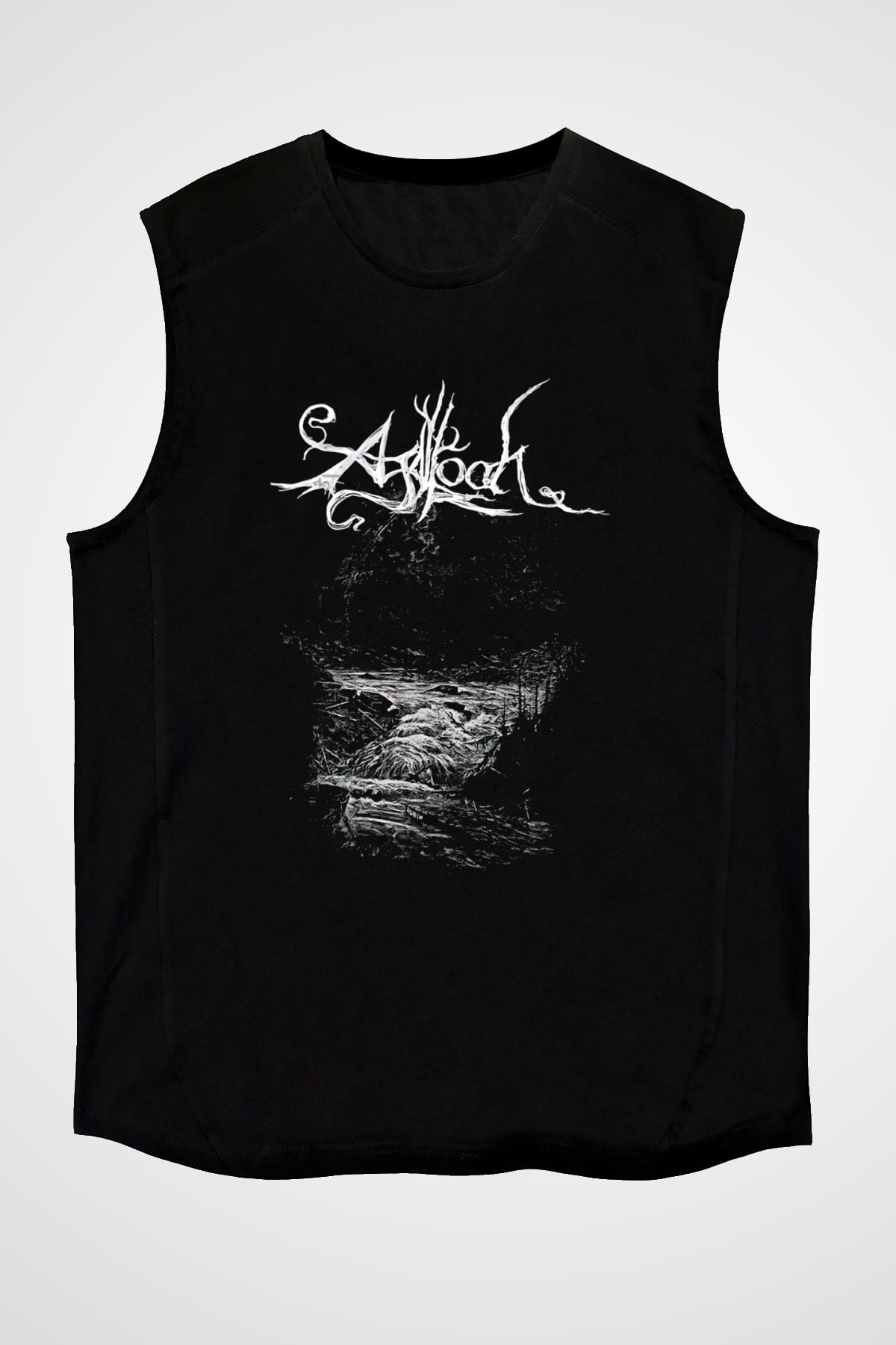Agalloch Baskılı Unisex Siyah Kolsuz Tişört - Tshirt