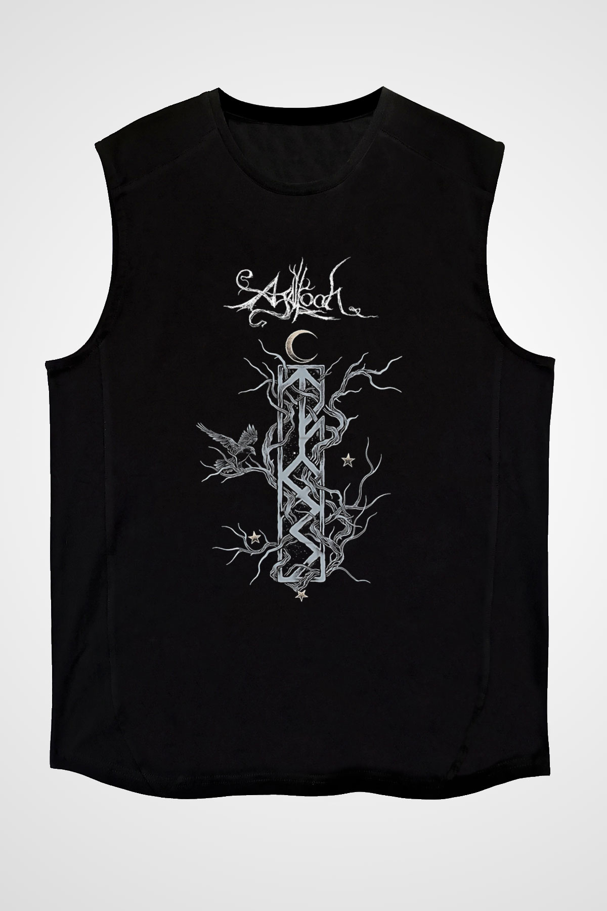 Agalloch Baskılı Unisex Siyah Kolsuz Tişört - Tshirt