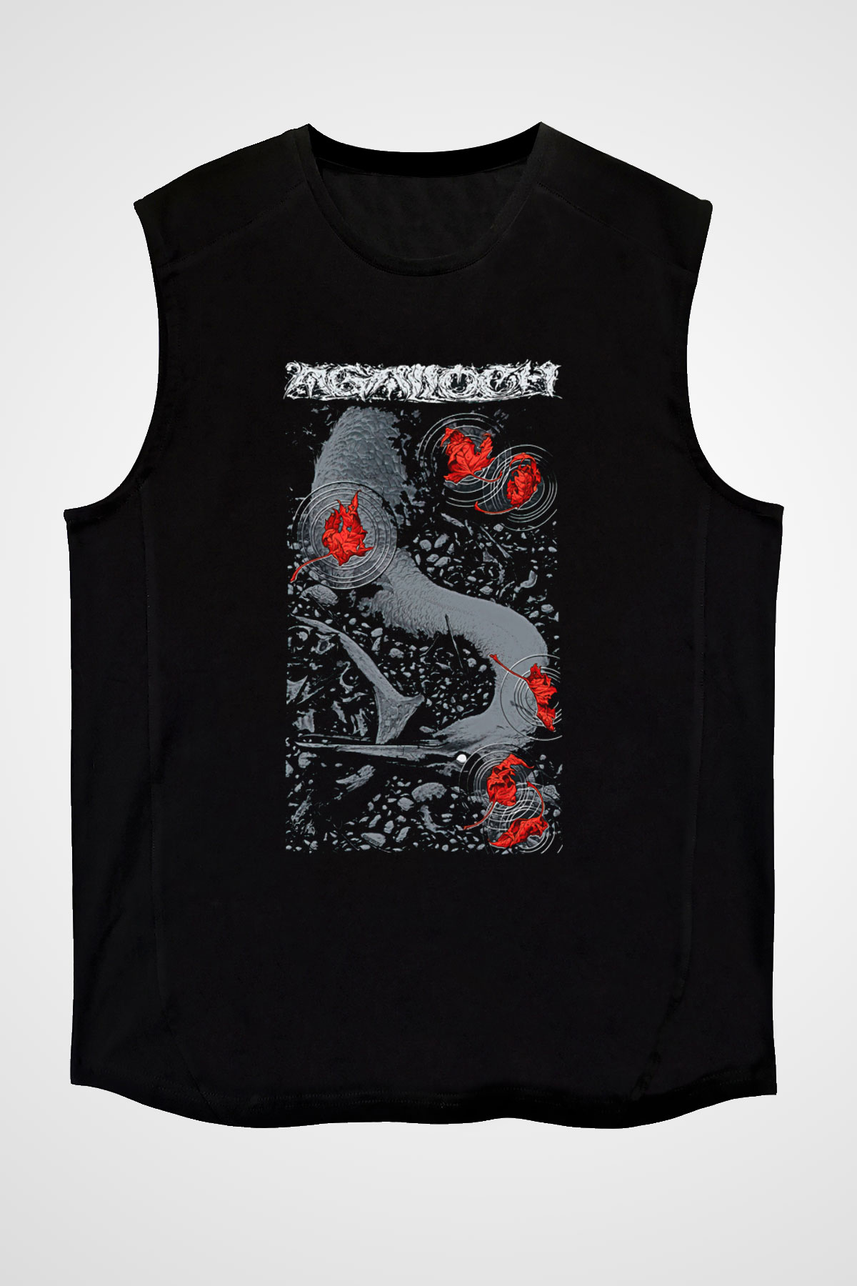 Agalloch Baskılı Unisex Siyah Kolsuz Tişört - Tshirt