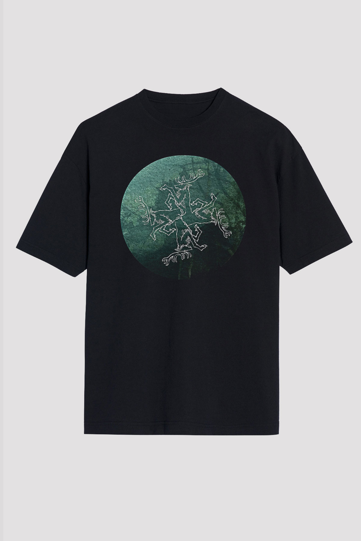 Agalloch Baskılı Unisex Siyah Oversize Tişört - Tshirt