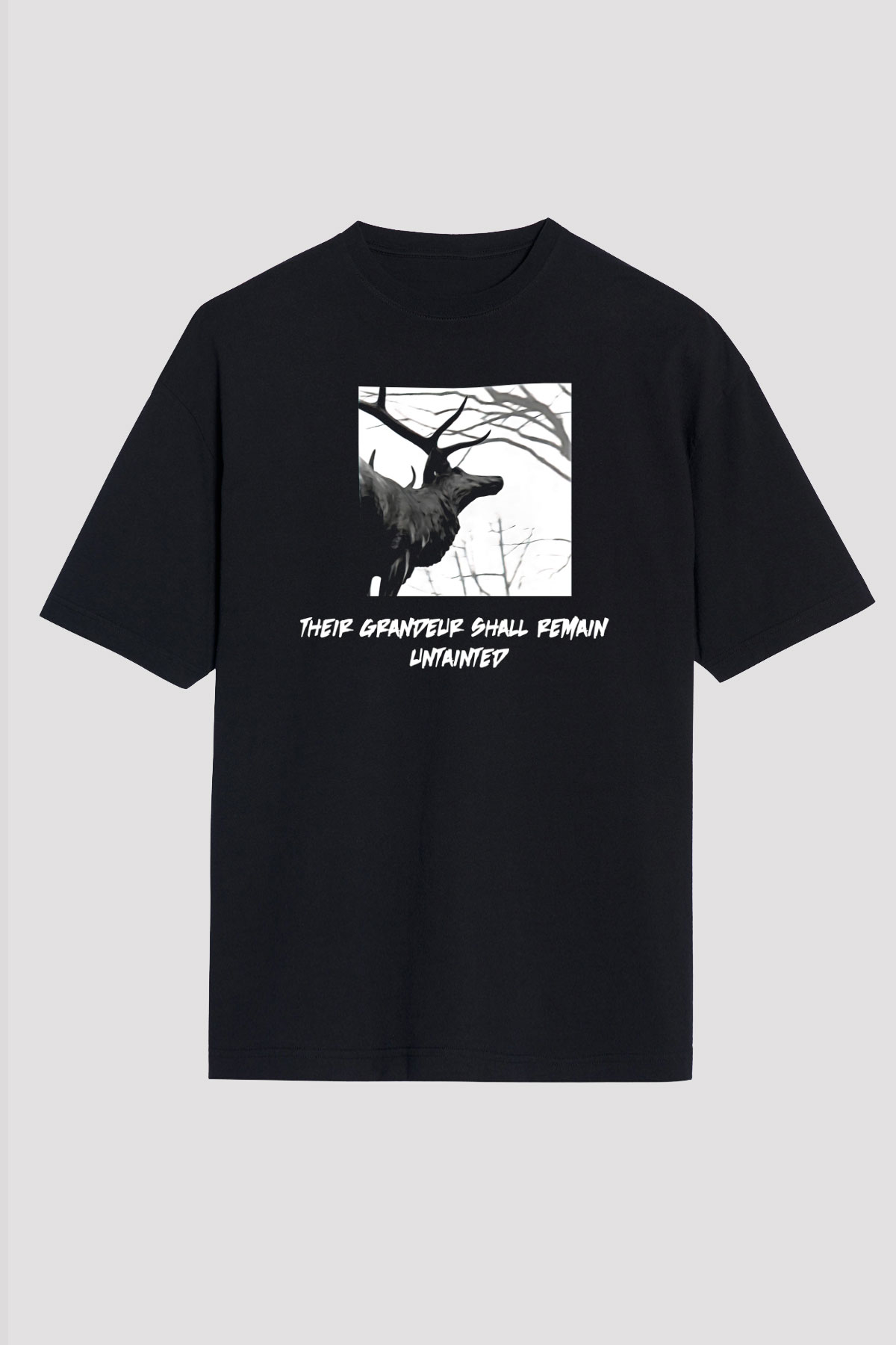 Agalloch Baskılı Unisex Siyah Oversize Tişört - Tshirt