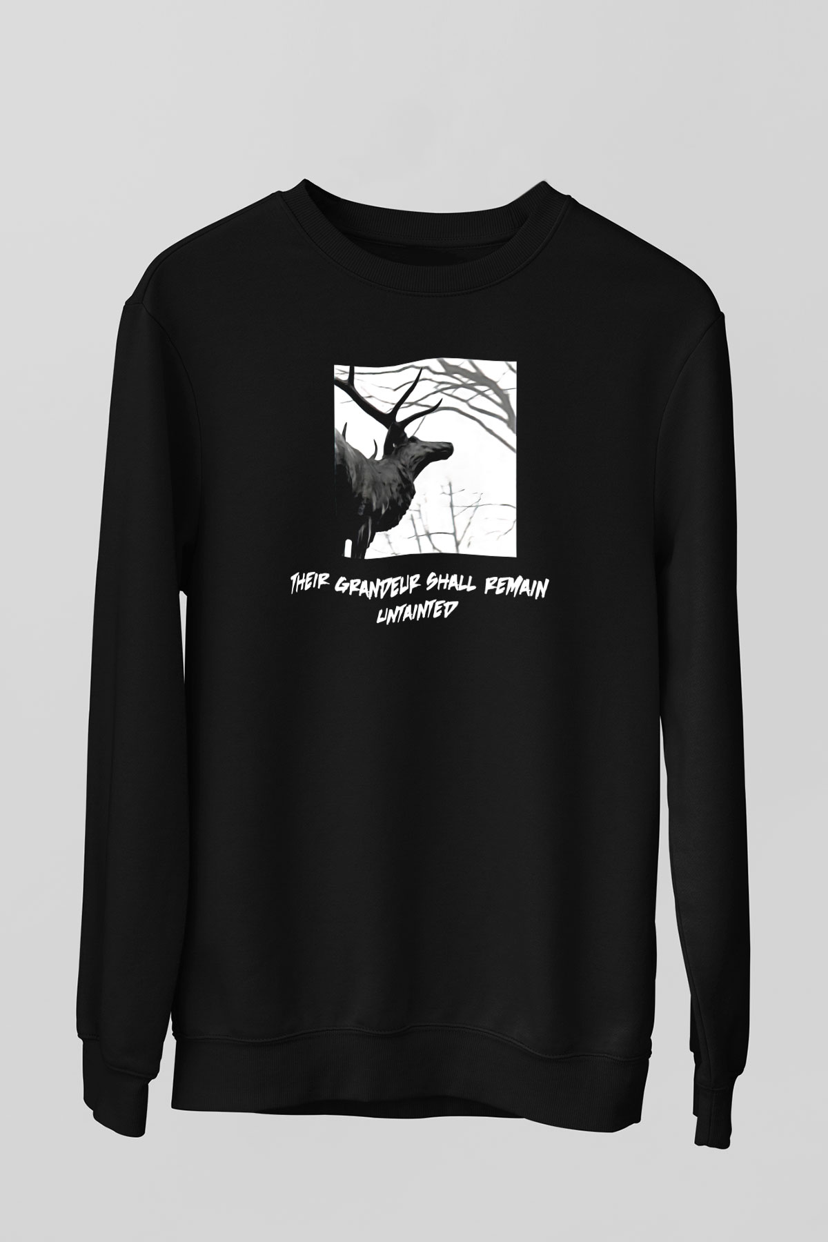 Agalloch Baskılı Unisex Siyah Sweatshirt