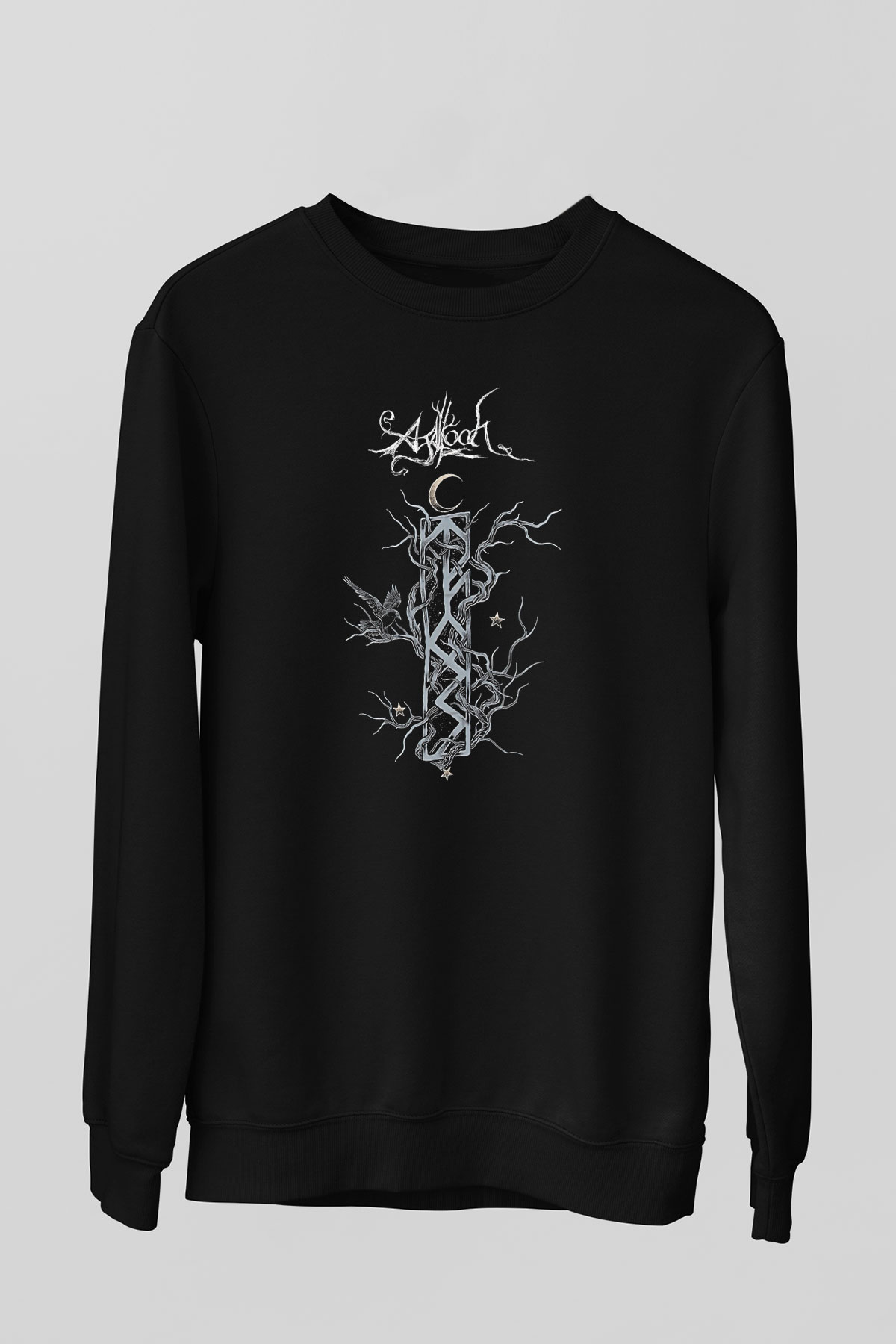 Agalloch Baskılı Unisex Siyah Sweatshirt
