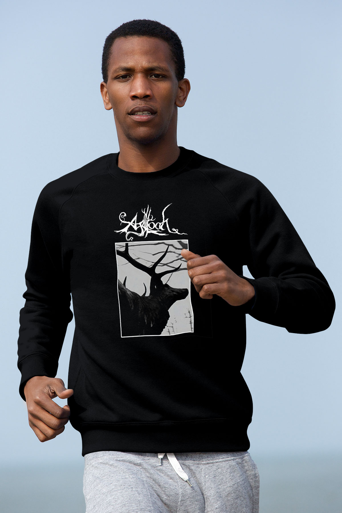 Agalloch Baskılı Unisex Siyah Sweatshirt
