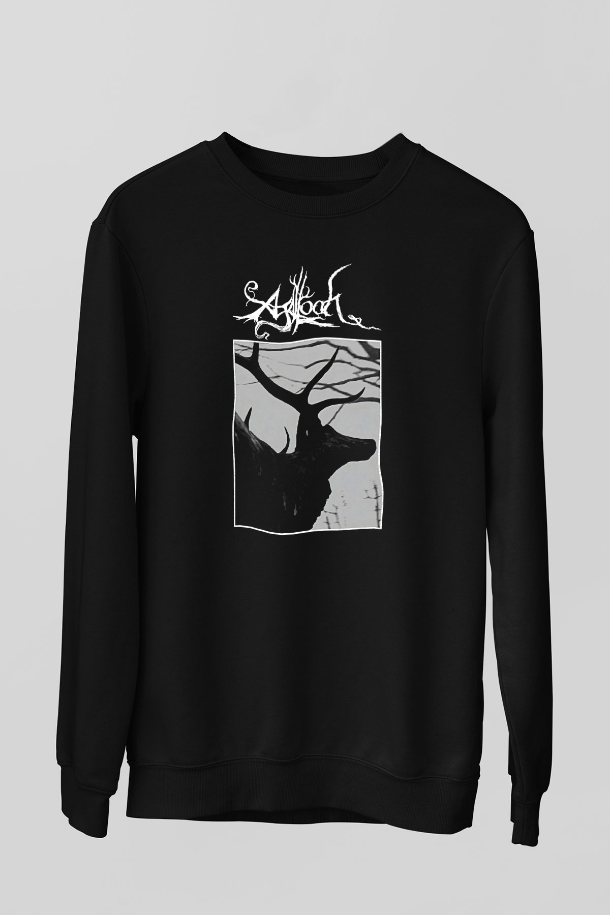 Agalloch Baskılı Unisex Siyah Sweatshirt