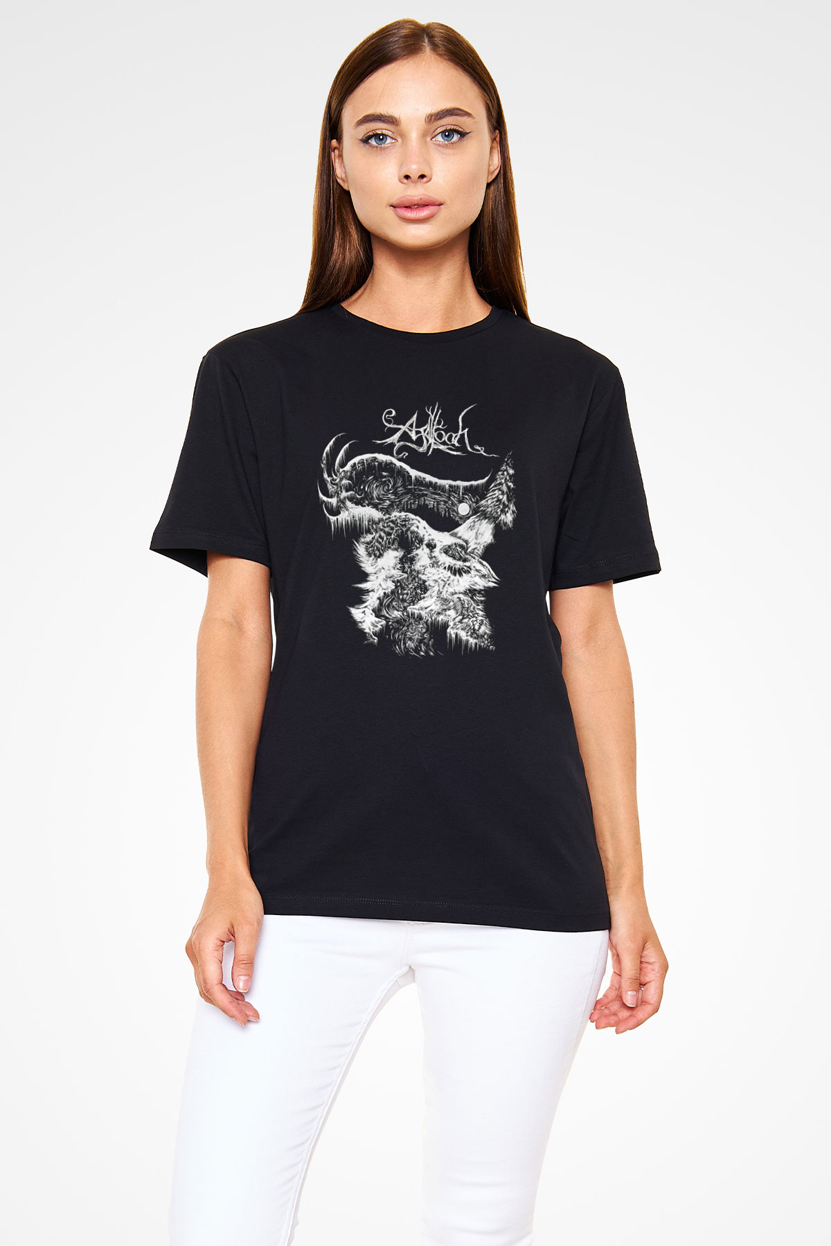 Agalloch Baskılı Unisex Siyah Tişört - Tshirt