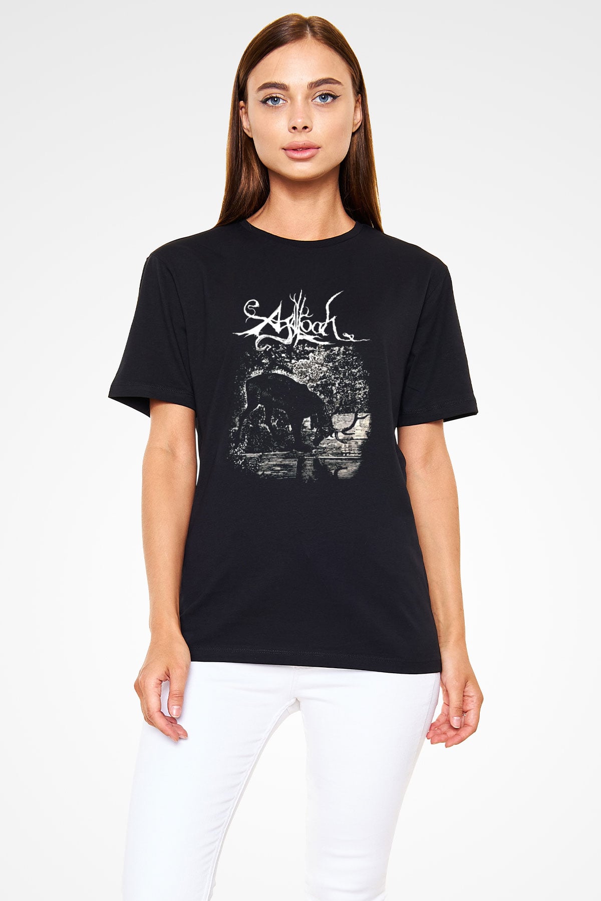 Agalloch Baskılı Unisex Siyah Tişört - Tshirt