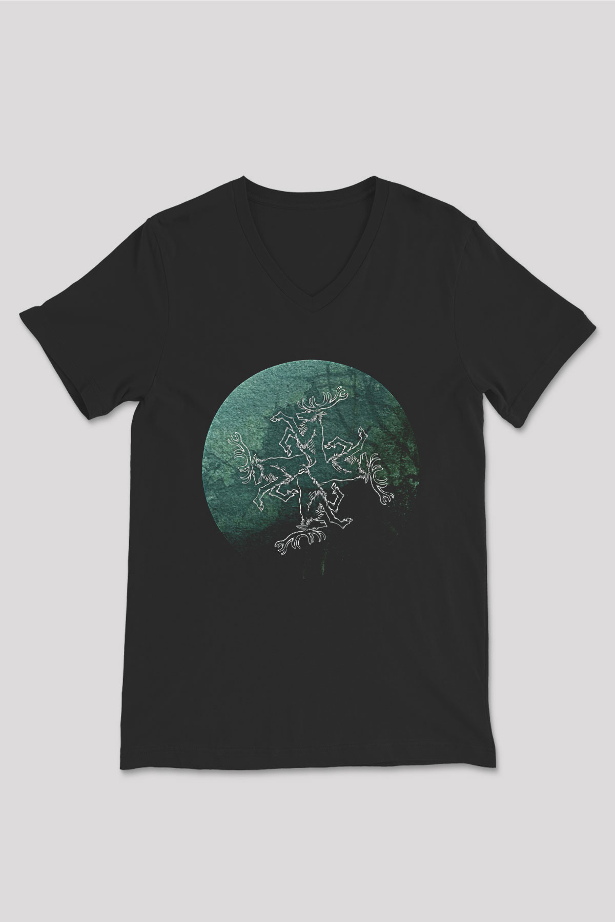 Agalloch Baskılı Unisex Siyah V Yaka Tişört - Tshirt