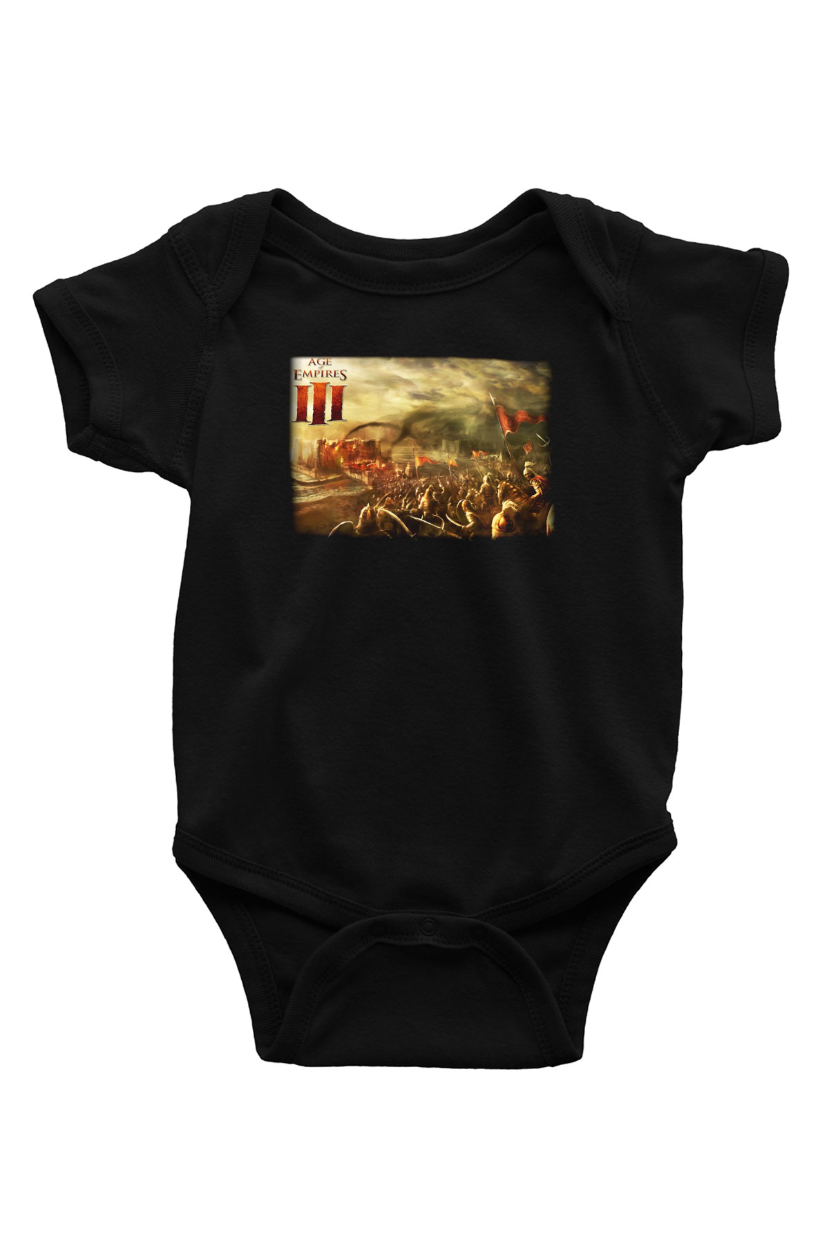 Age Of Empires Baskılı Siyah Bebek Body - Zıbın