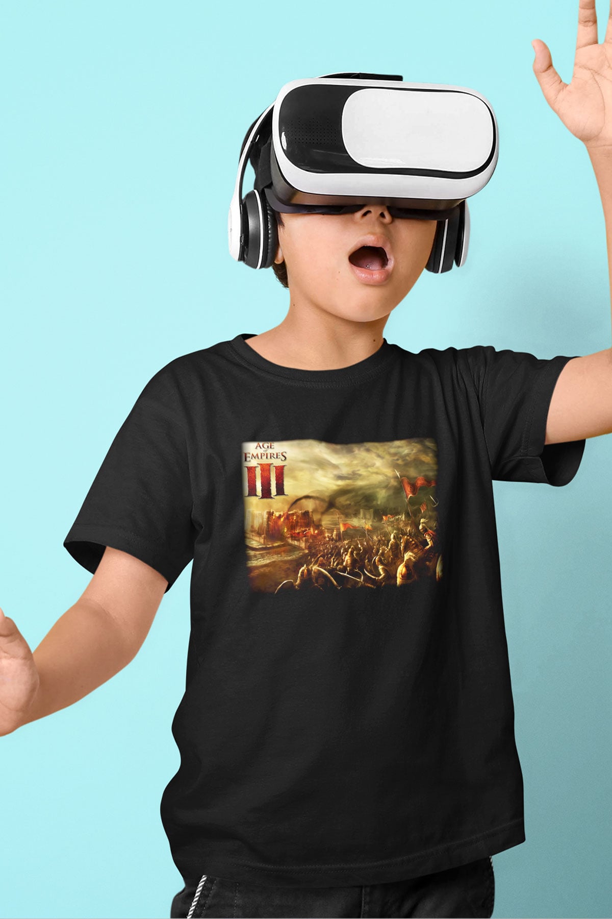 Age Of Empires Baskılı Siyah Unisex Çocuk Tişört