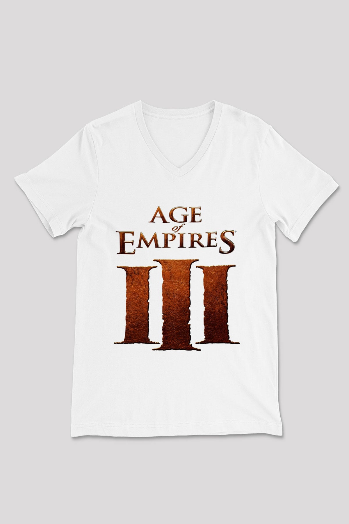 Age Of Empires Beyaz Unisex V Yaka Tişört T-Shirt