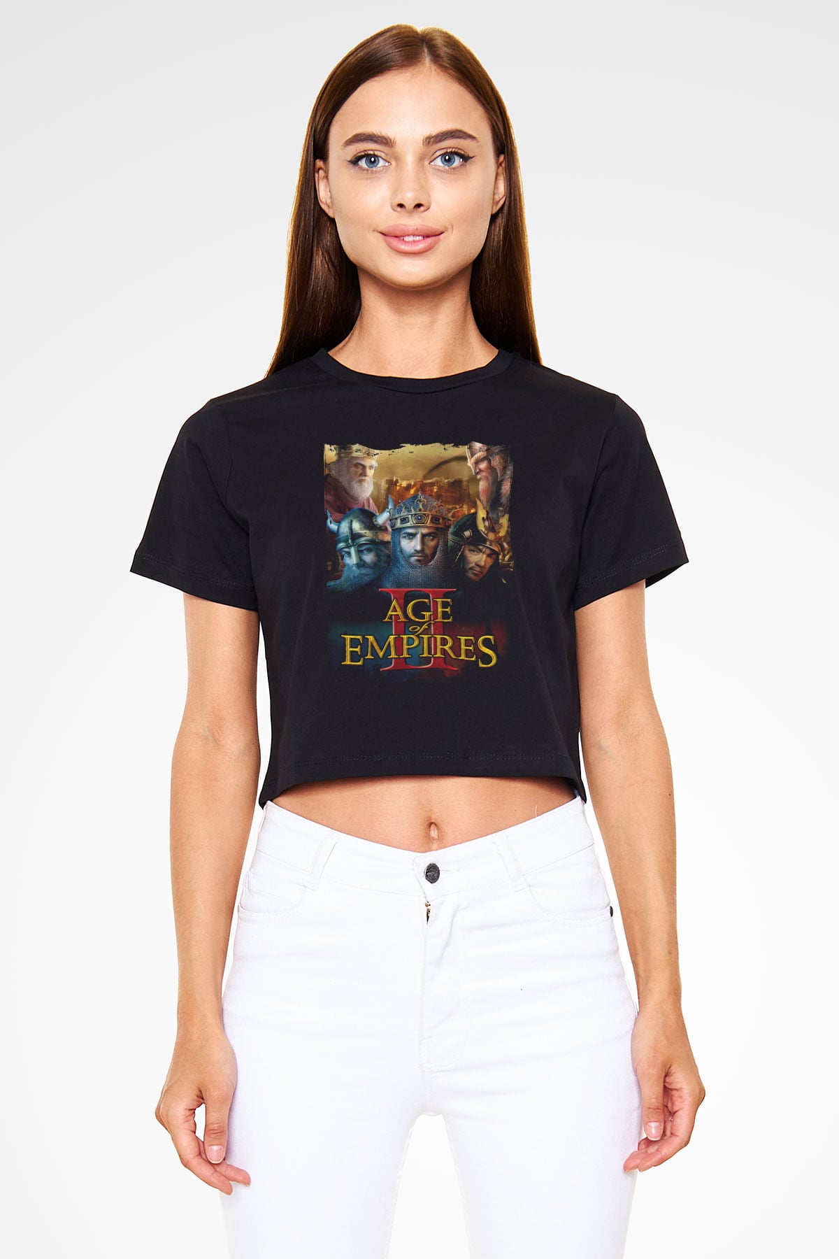 Age Of Empires Siyah  Crop Top Tişört