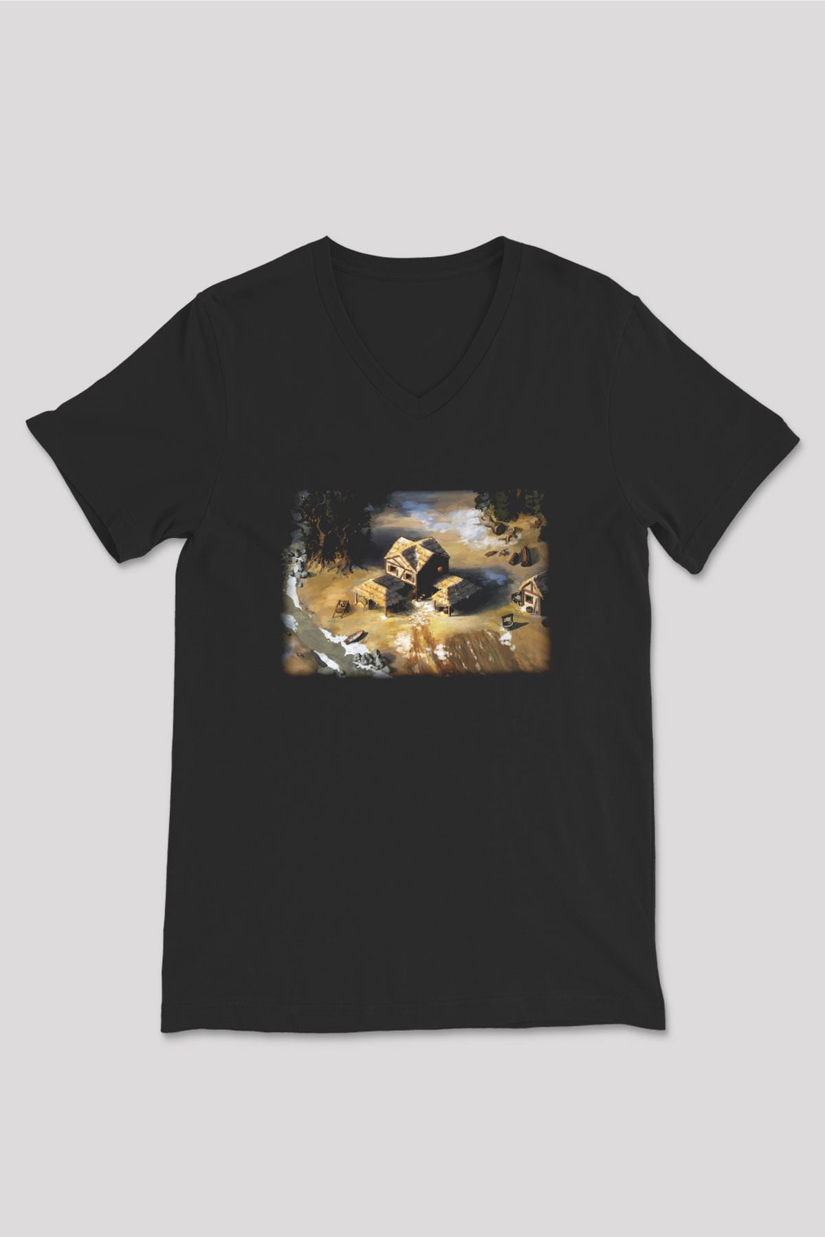 Age Of Empires Siyah Unisex V Yaka Tişört T-Shirt