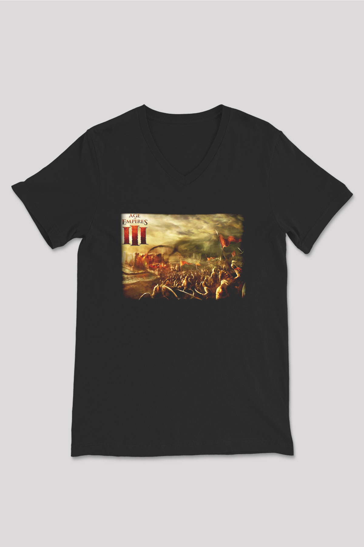 Age Of Empires Siyah Unisex V Yaka Tişört T-Shirt