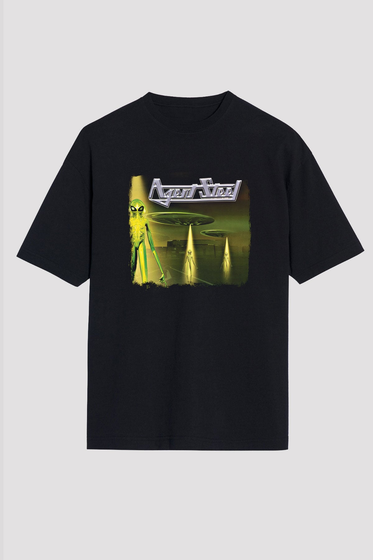 Agent Steel Baskılı Unisex Siyah Oversize Tişört