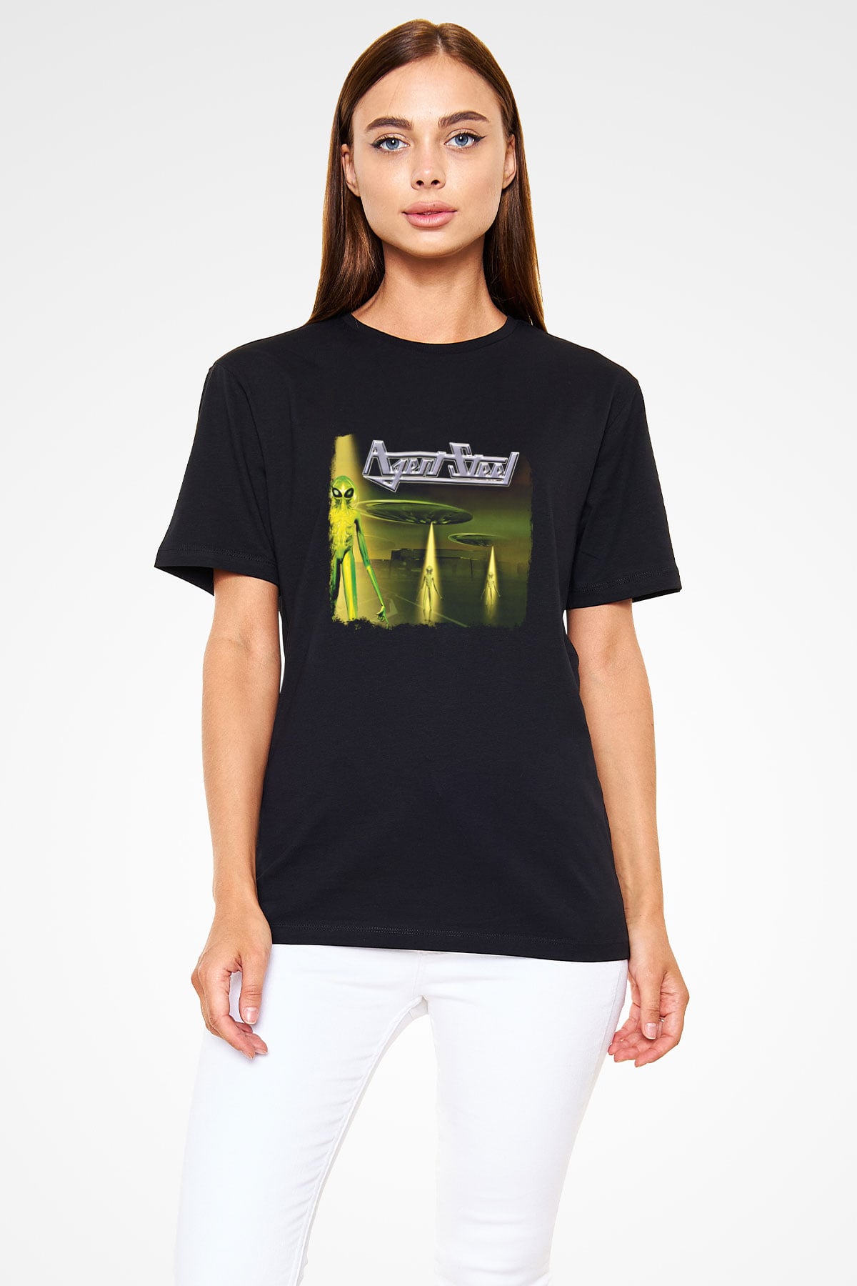 Agent Steel Baskılı Unisex Siyah Tişört