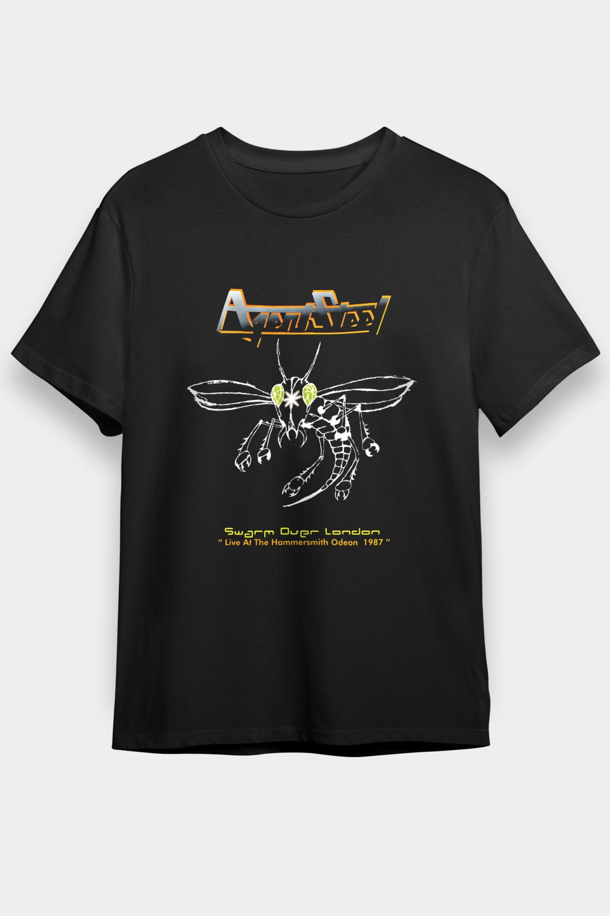 Agent Steel Baskılı Unisex Siyah Tişört