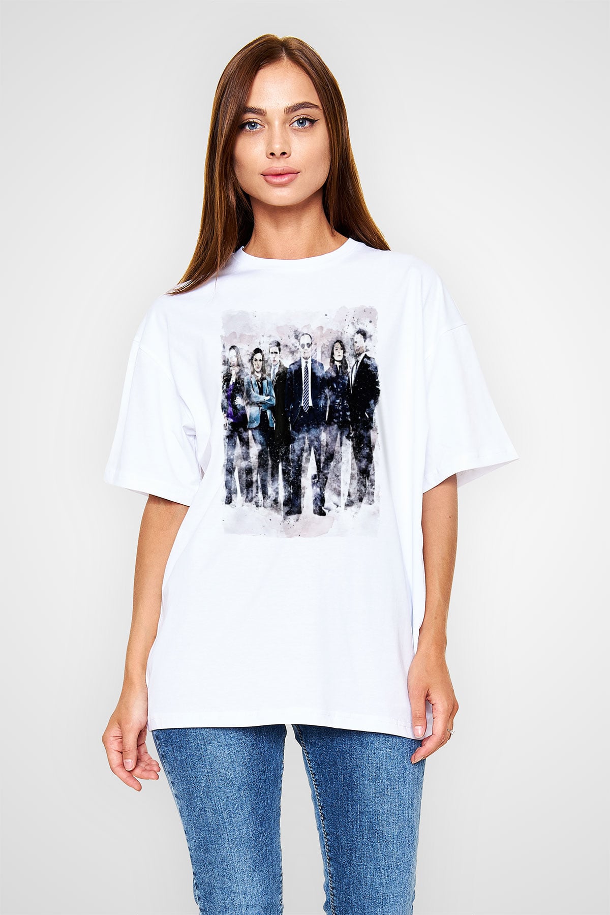 Agents of S.H.I.E.L.D. Beyaz Oversize Tişört Oversize T-shirt