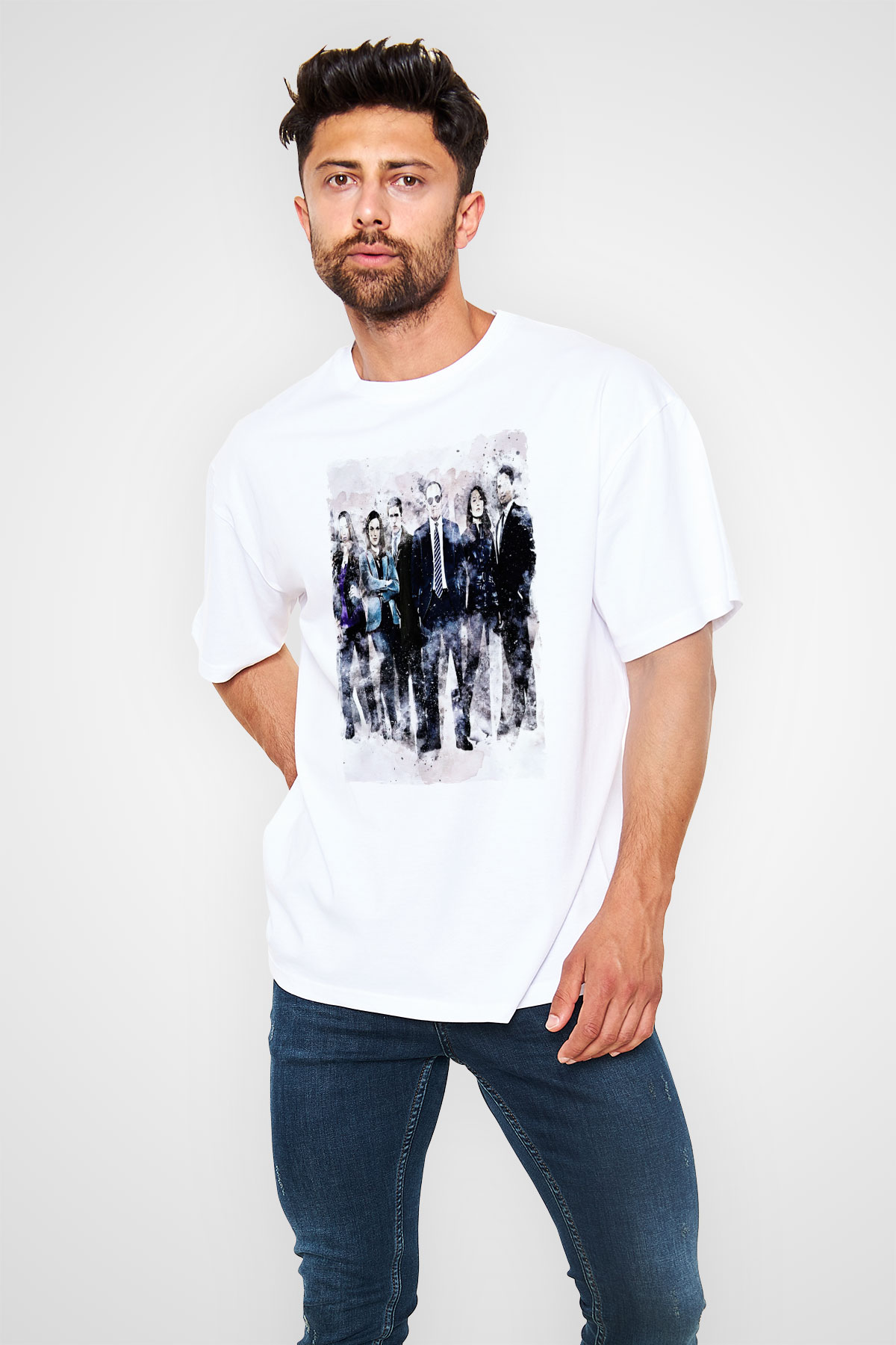 Agents of S.H.I.E.L.D. Beyaz Oversize Tişört Oversize T-shirt