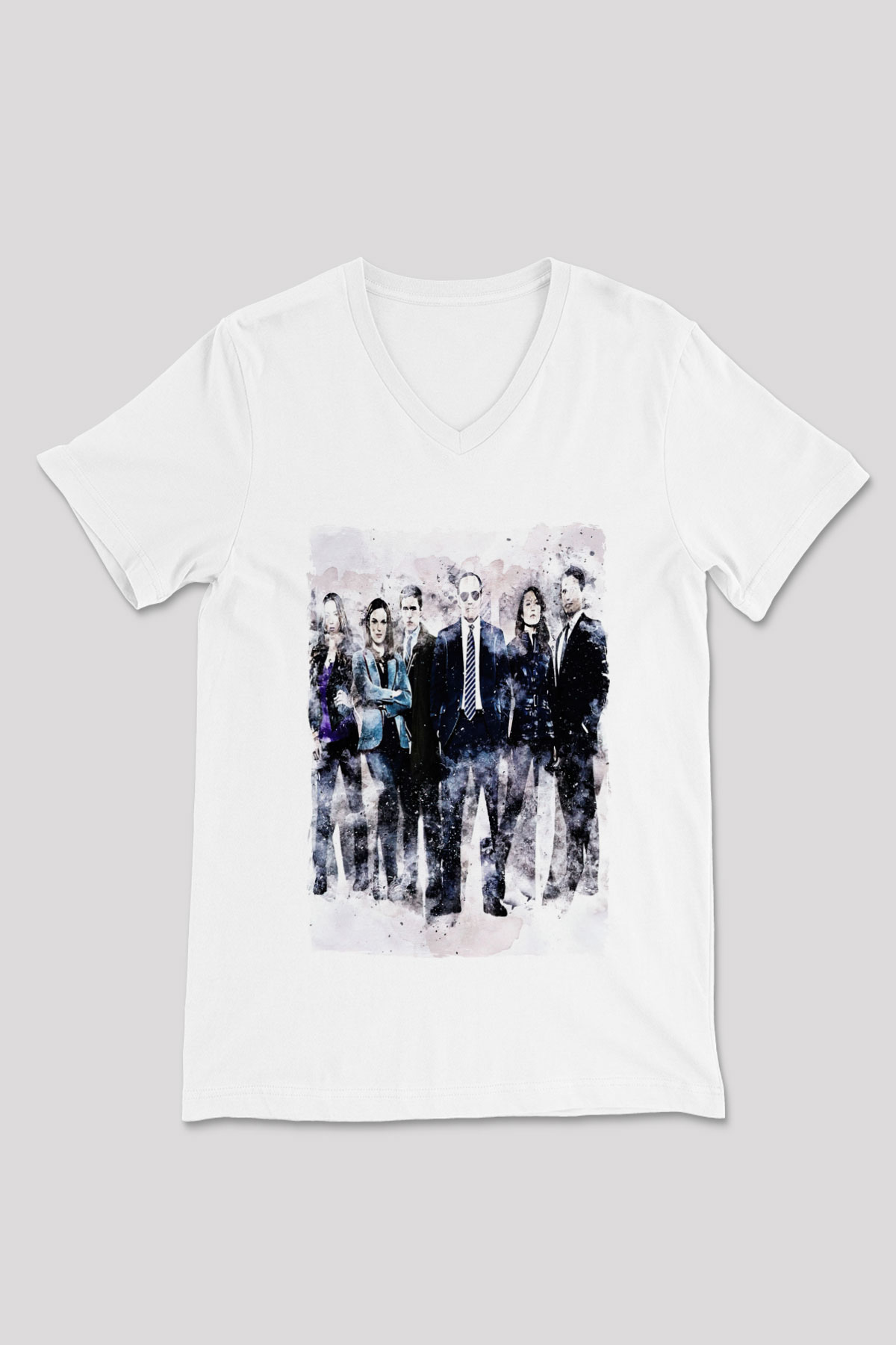 Agents of S.H.I.E.L.D. Beyaz Unisex V Yaka Tişört