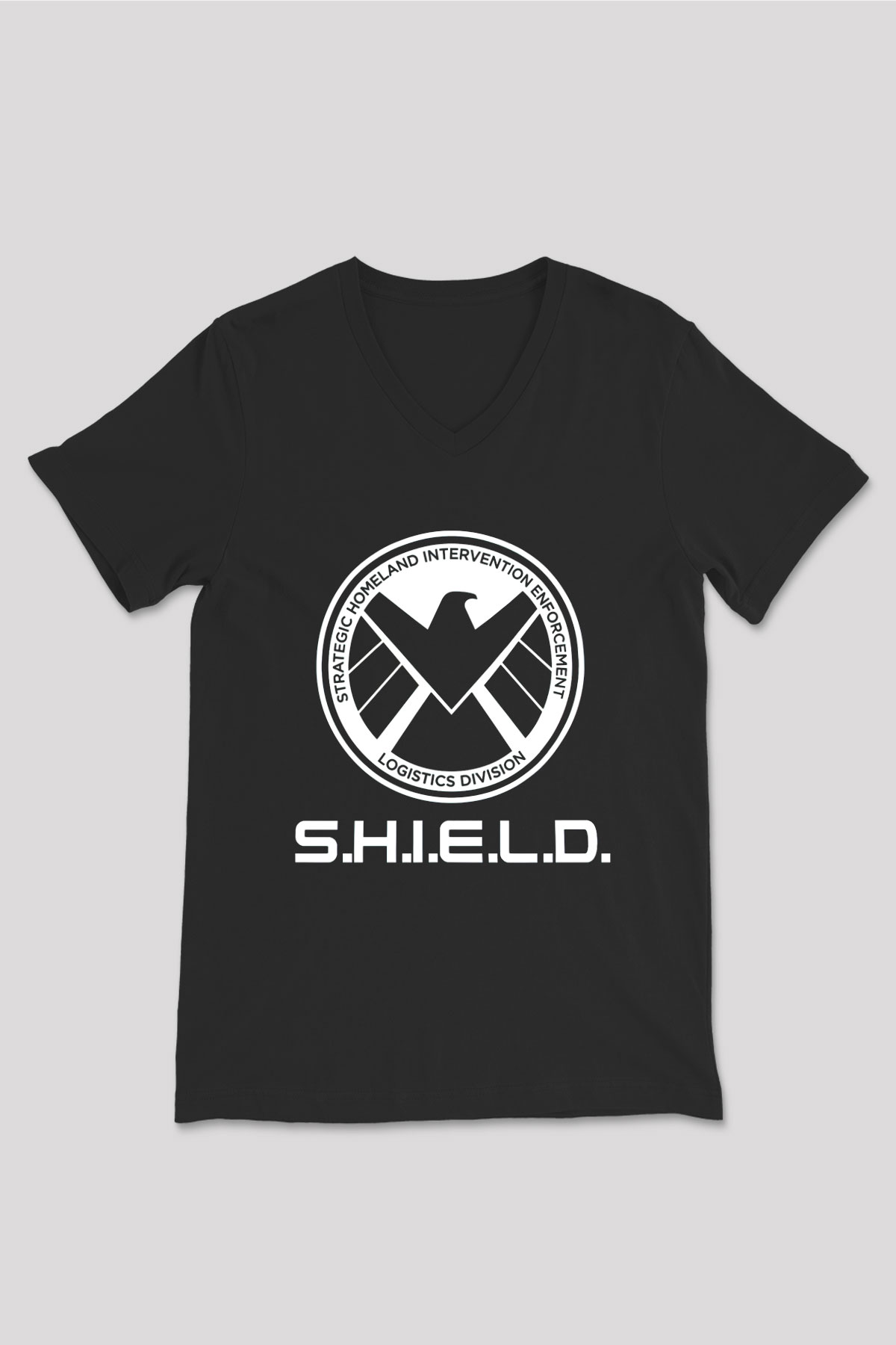 Agents of S.H.I.E.L.D. Siyah Unisex V Yaka Tişört T-Shirt