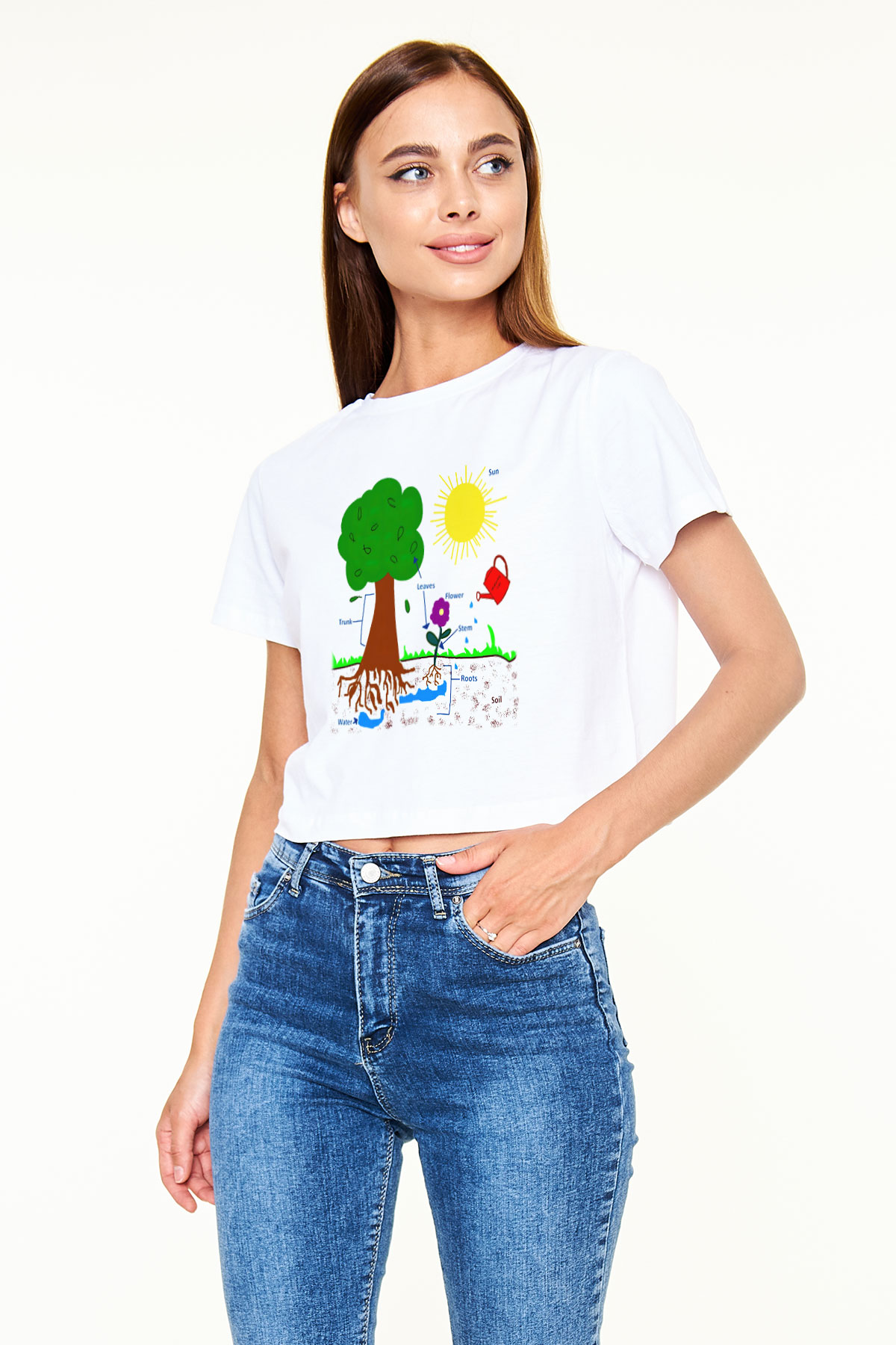 Agronomist Beyaz Croptop Tişört