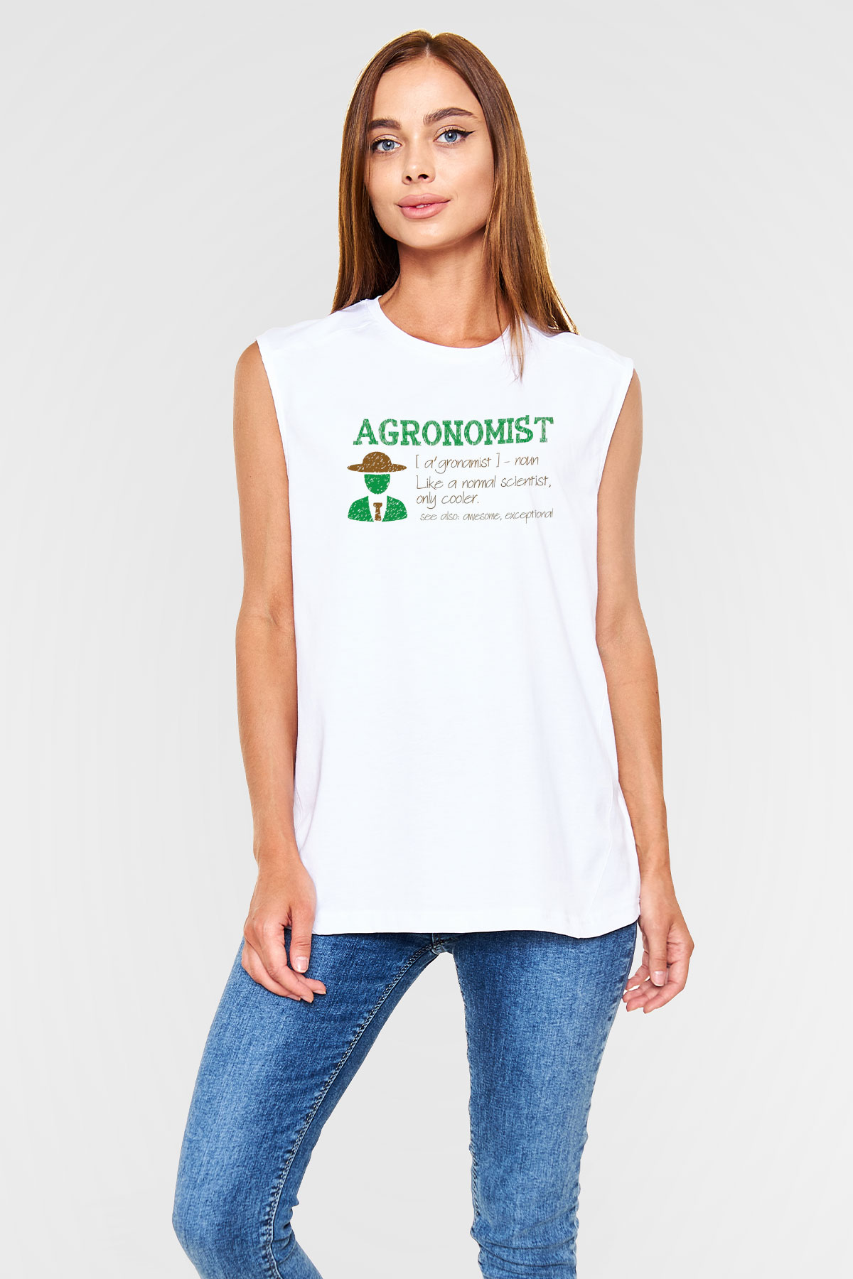 Agronomist Beyaz Unisex Kolsuz Tişört