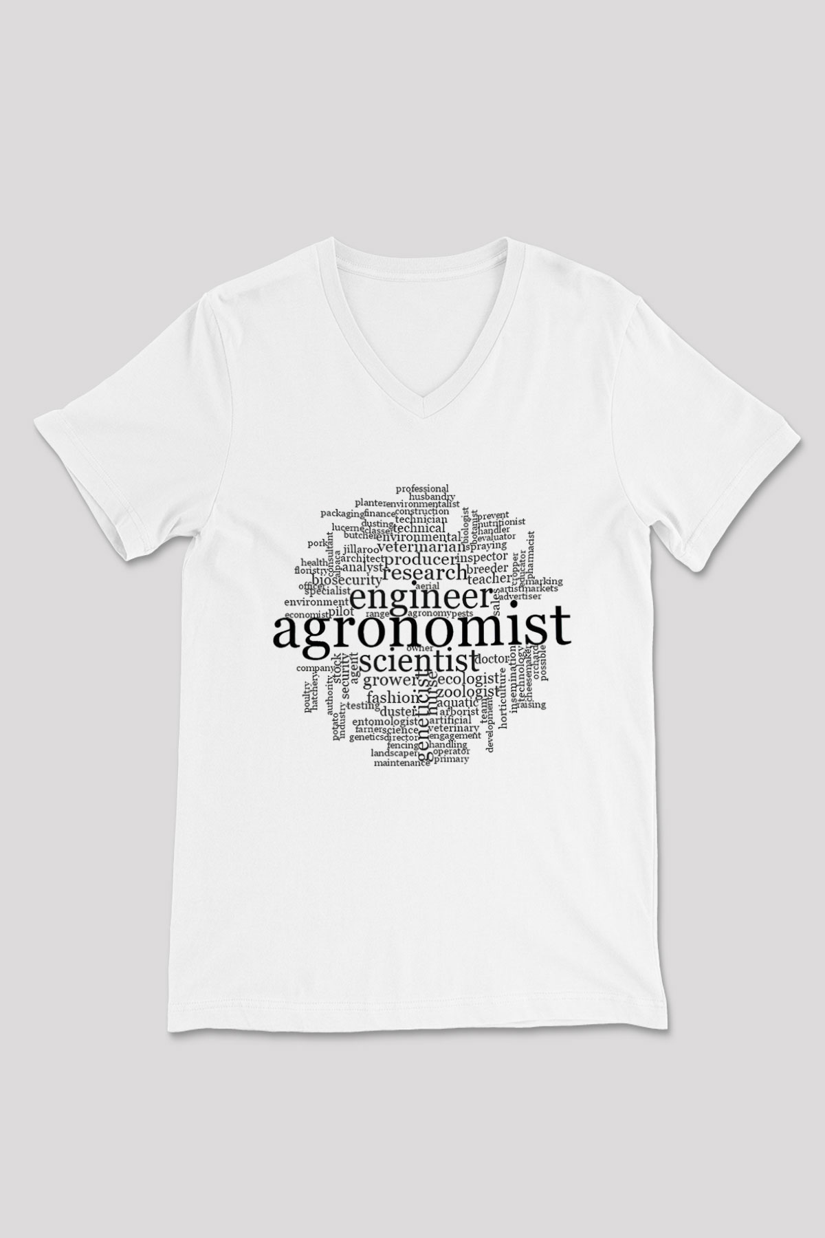 Agronomist Beyaz Unisex V Yaka Tişört T-Shirt