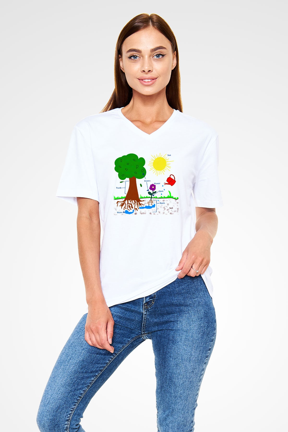 Agronomist Beyaz Unisex V Yaka Tişört T-Shirt