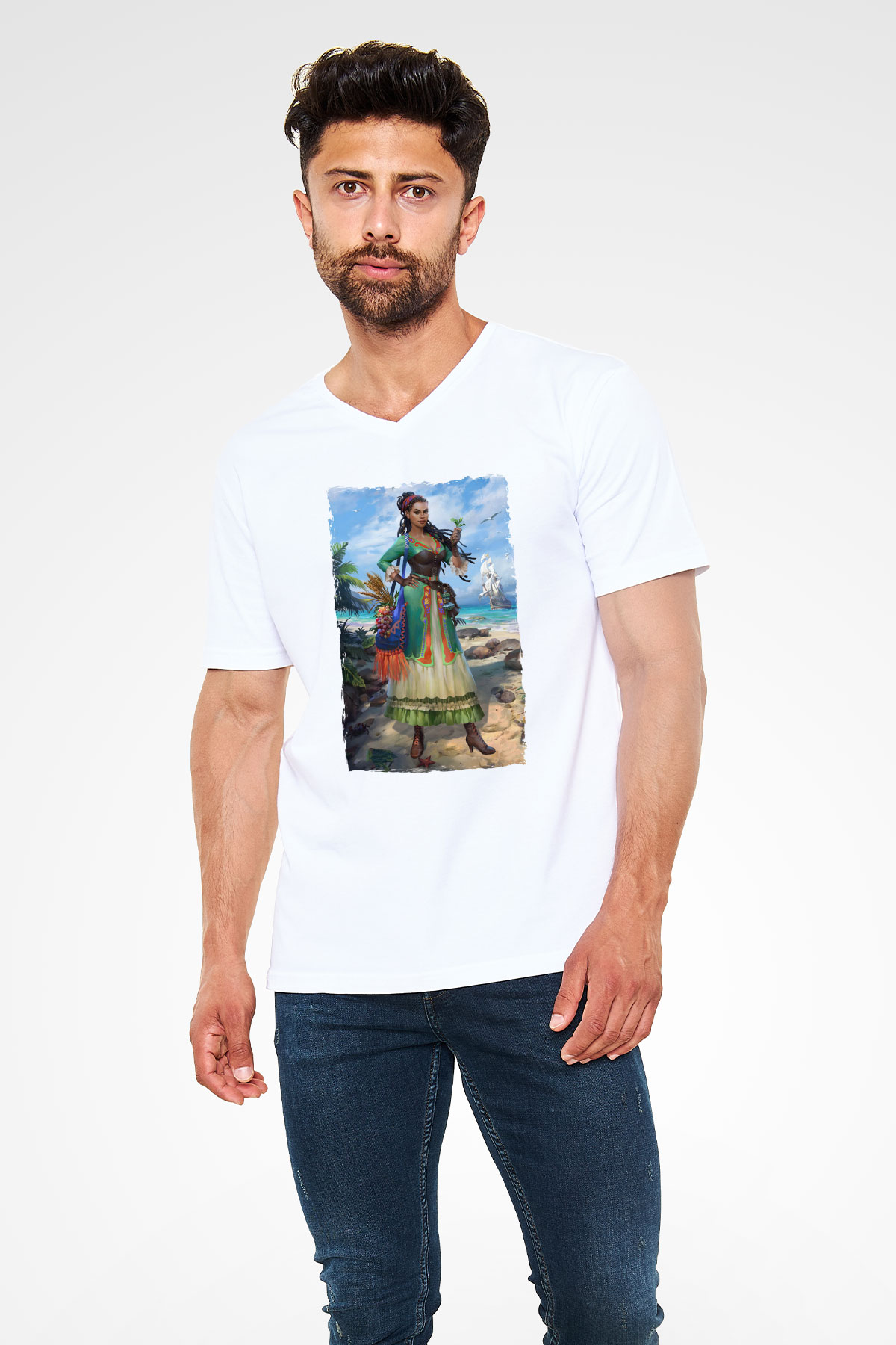 Agronomist Beyaz Unisex V Yaka Tişört