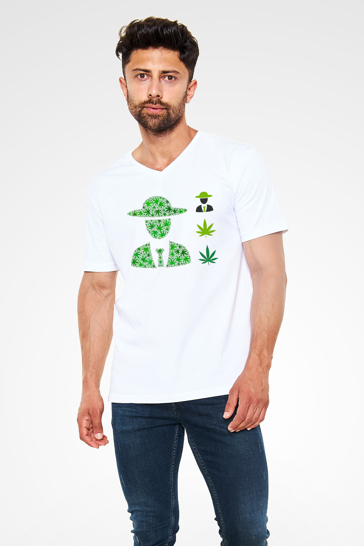 Agronomist Beyaz Unisex V Yaka Tişört
