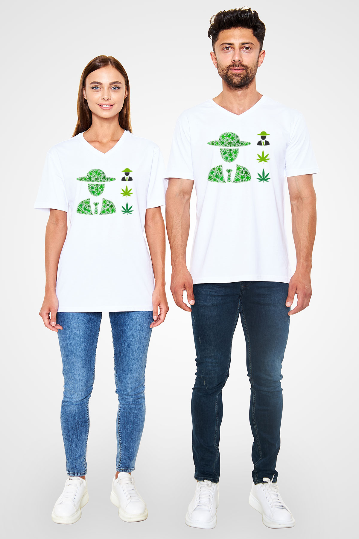 Agronomist Beyaz Unisex V Yaka Tişört