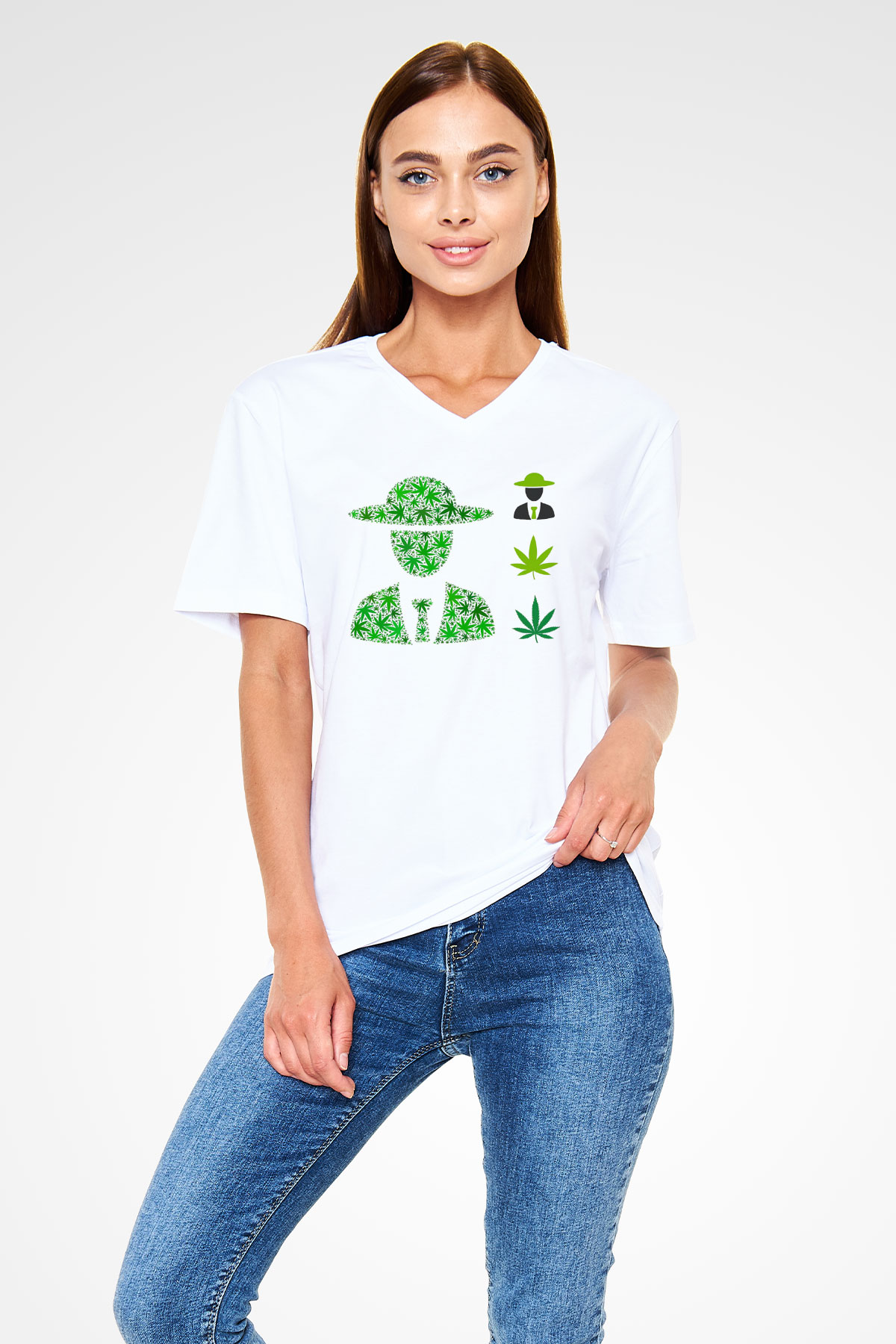 Agronomist Beyaz Unisex V Yaka Tişört