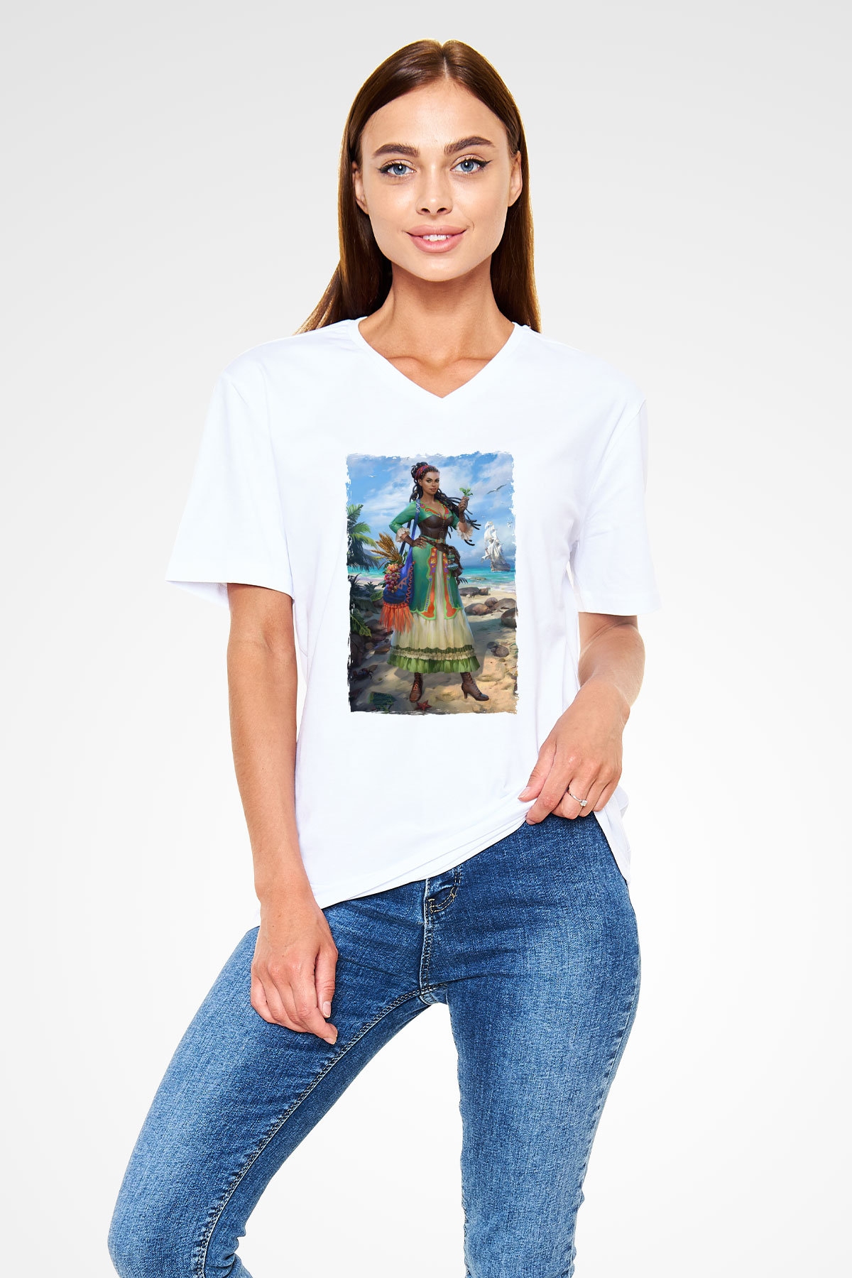 Agronomist Beyaz Unisex V Yaka Tişört