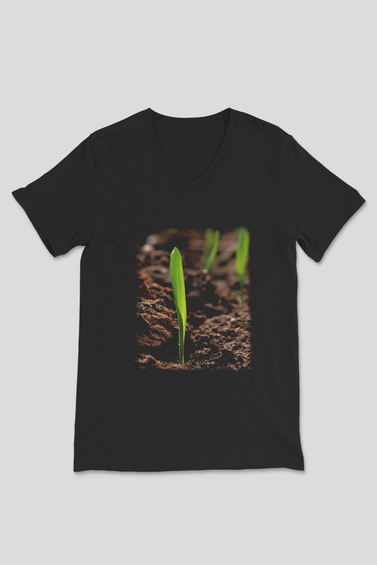 Agronomist Siyah Unisex V Yaka Tişört T-Shirt
