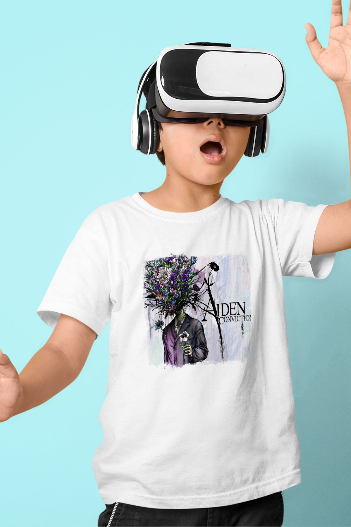 Aiden Baskılı Unisex Beyaz Çocuk Tişört