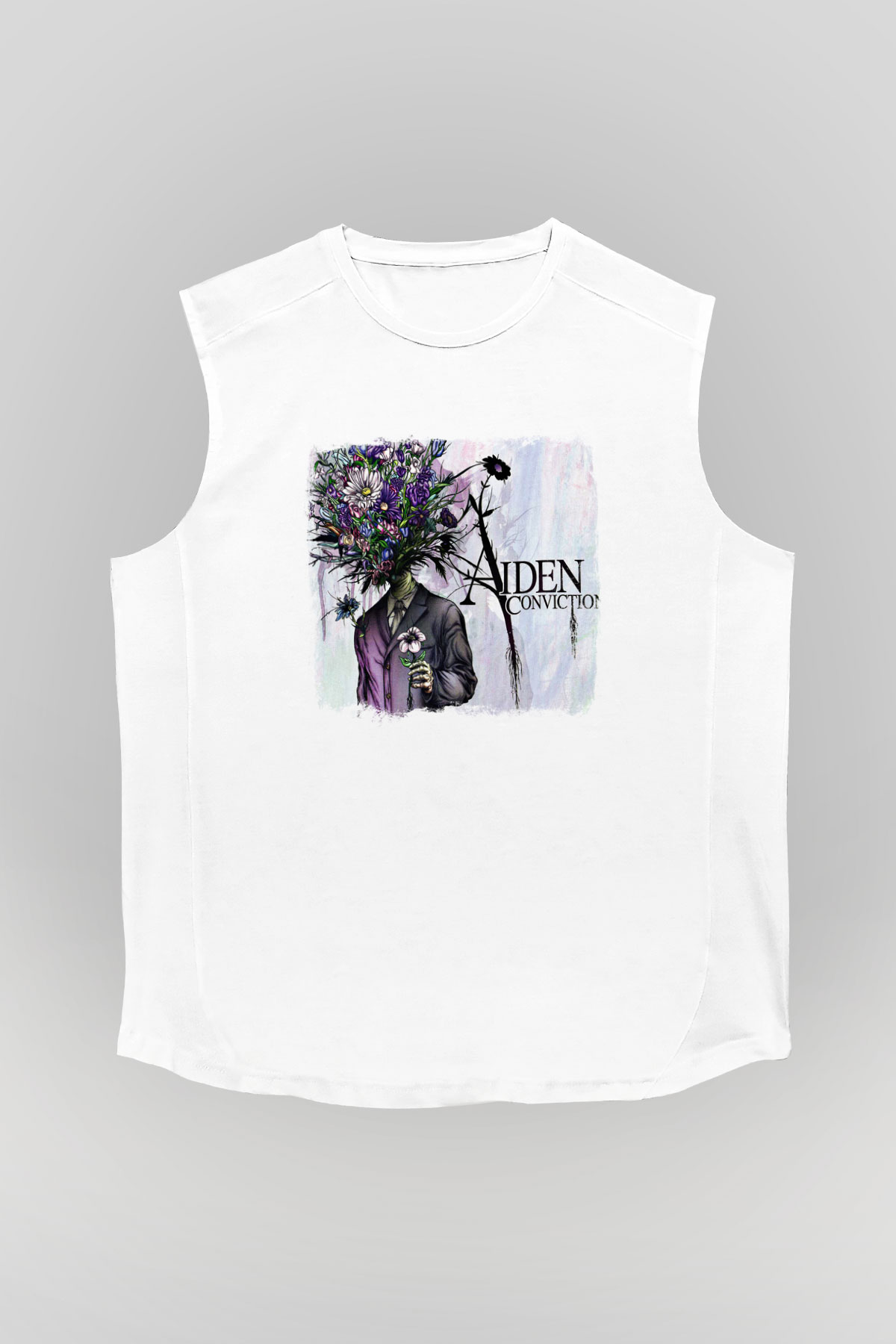 Aiden Baskılı Unisex Beyaz Kolsuz Tişört