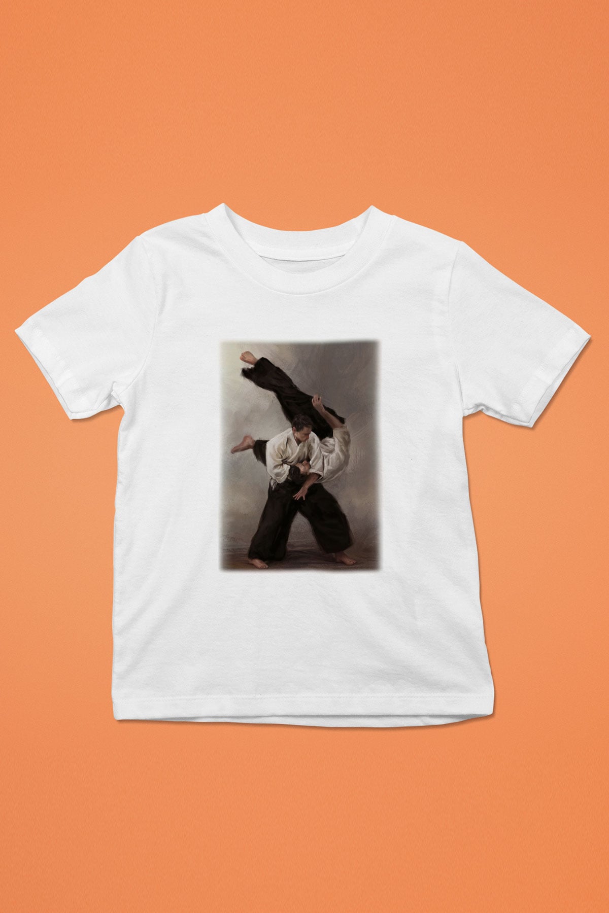 Aikido Baskılı Beyaz Unisex Çocuk Tişört
