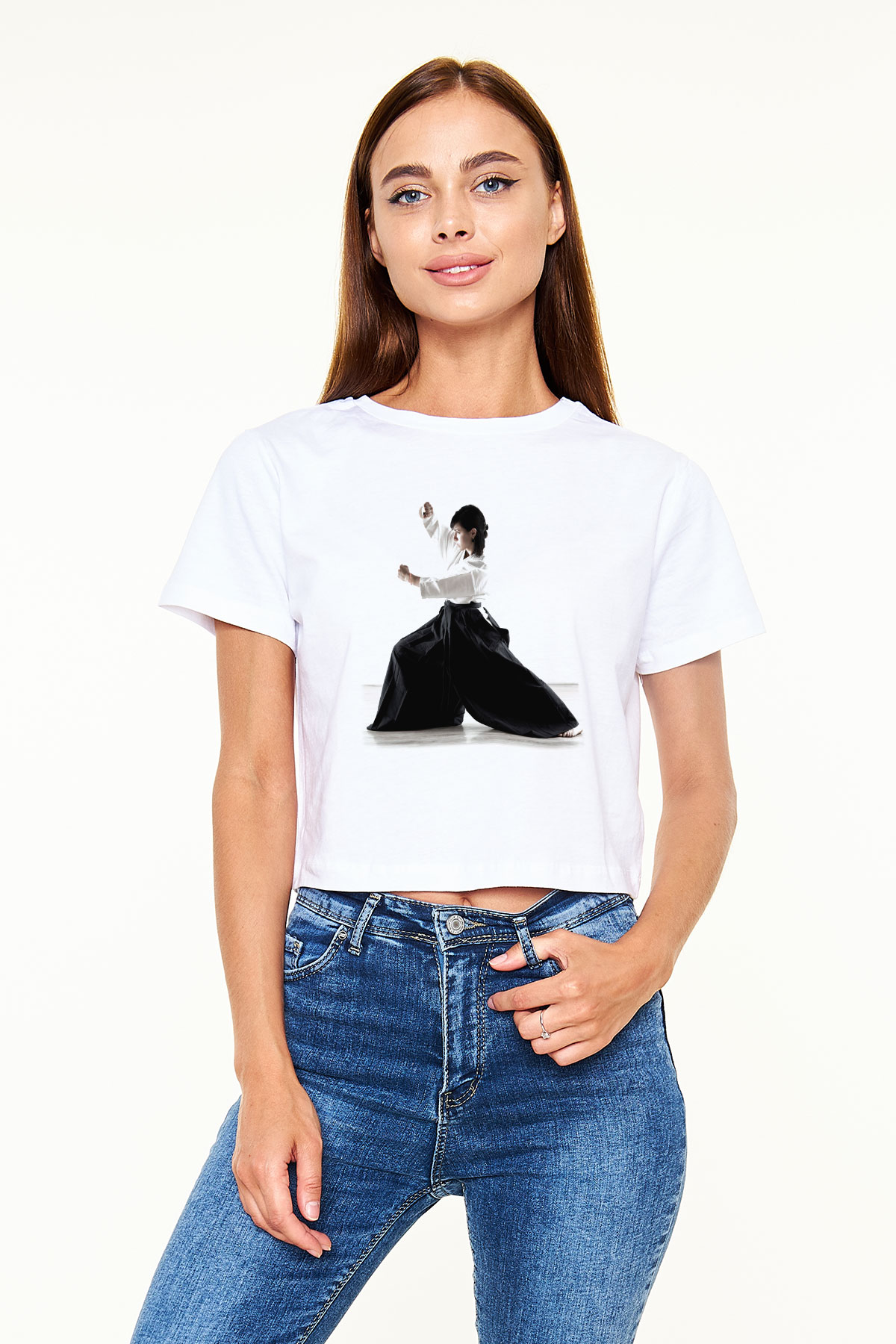Aikido Beyaz Croptop Tişört