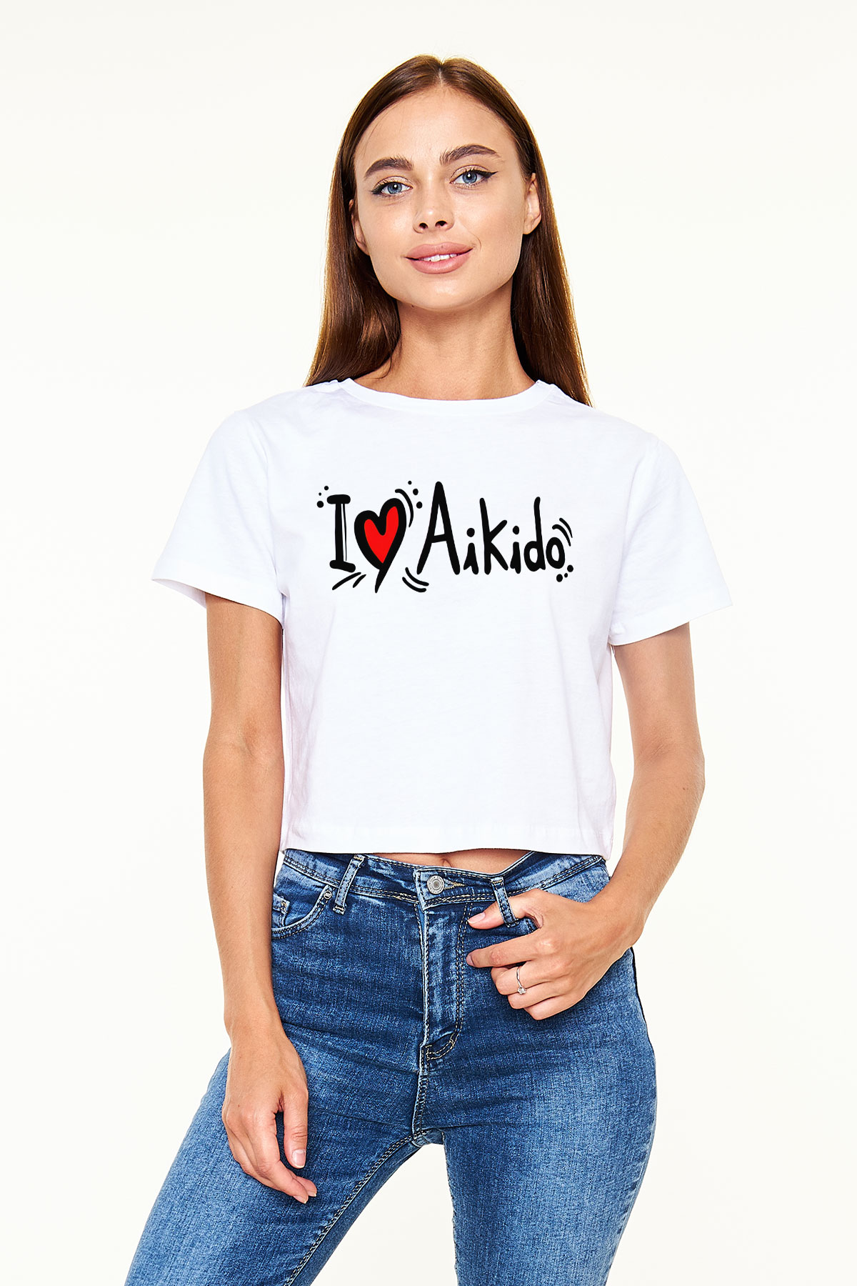 Aikido Beyaz Croptop Tişört