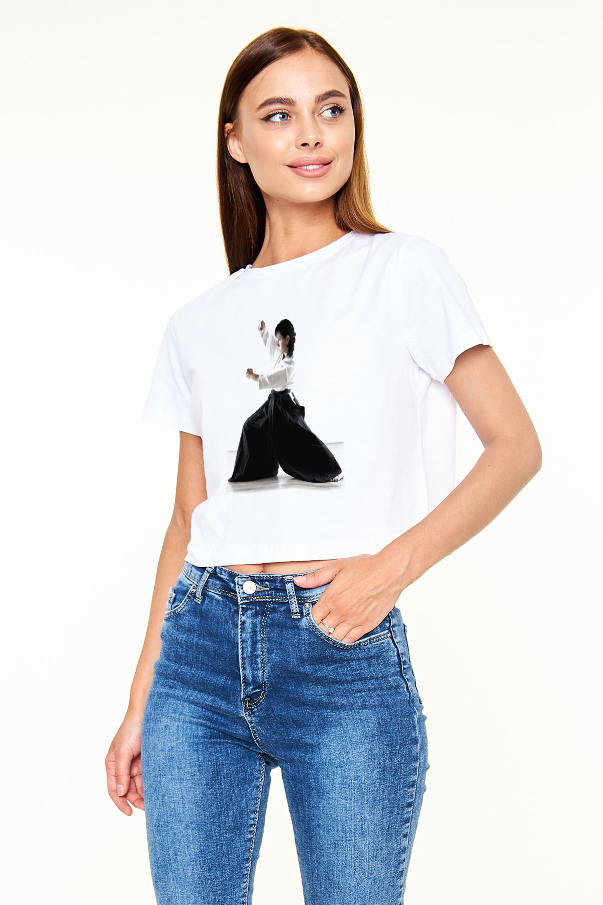 Aikido Beyaz Croptop Tişört
