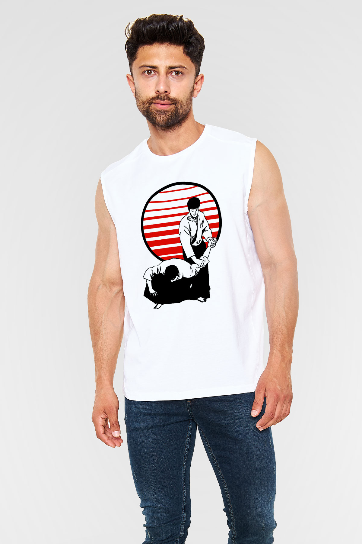 Aikido Beyaz Unisex Kolsuz Tişört