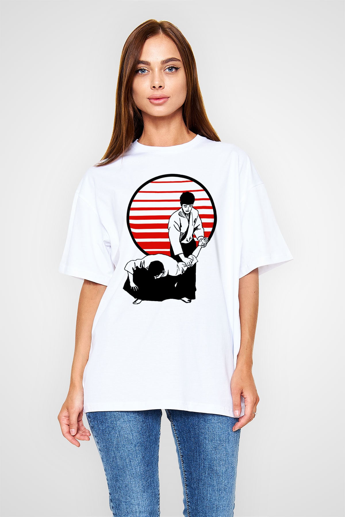 Aikido Beyaz Unisex Oversize Tişört T-Shirt