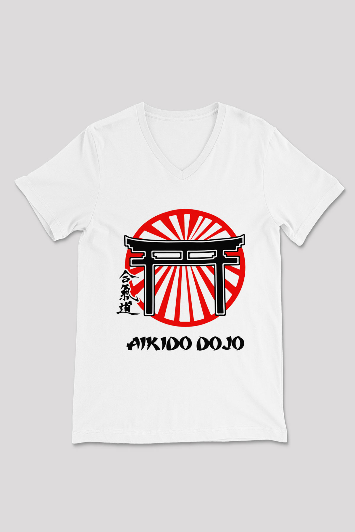 Aikido Beyaz Unisex V Yaka Tişört T-Shirt