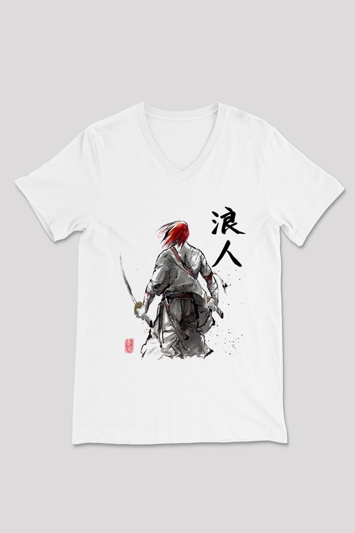 Aikido Beyaz Unisex V Yaka Tişört T-Shirt