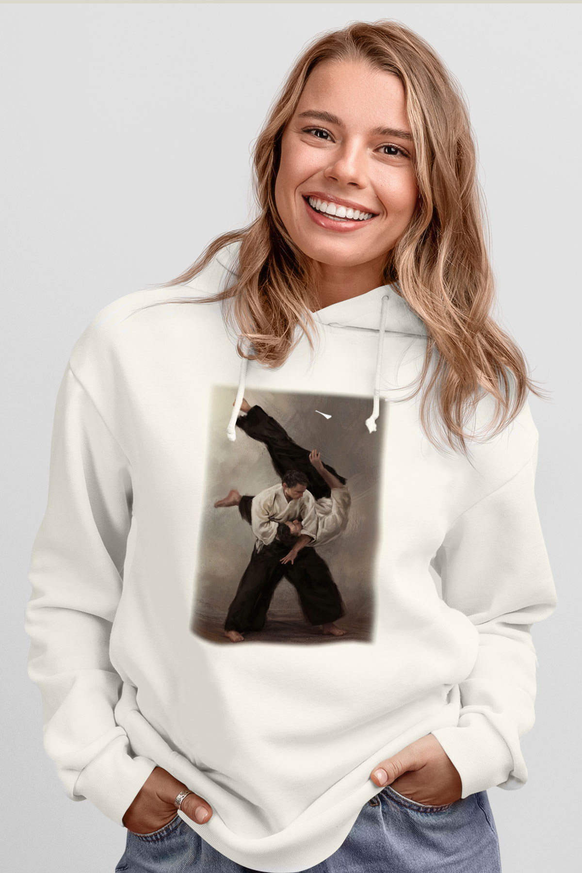 AikidoBeyaz Tshirt Unisex Hoodie