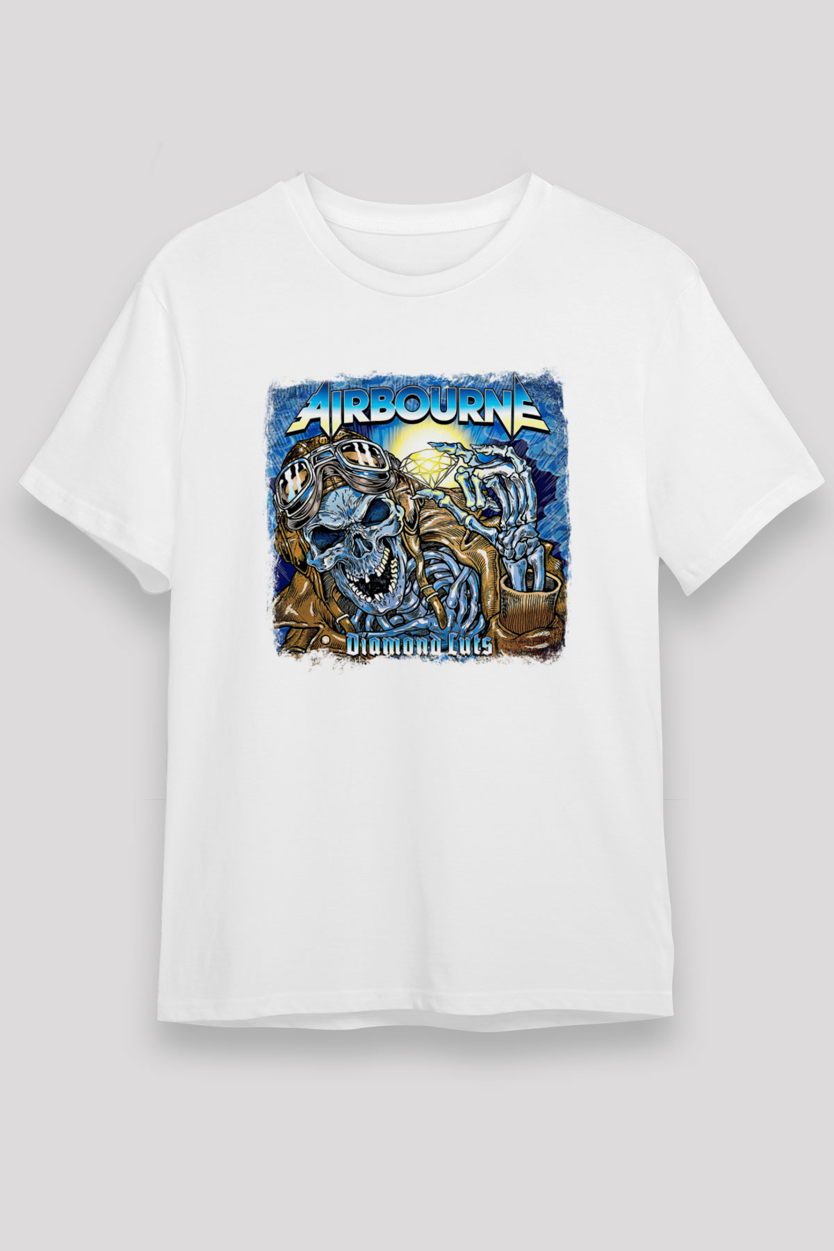 Airbourne Baskılı Unisex Beyaz Tişört