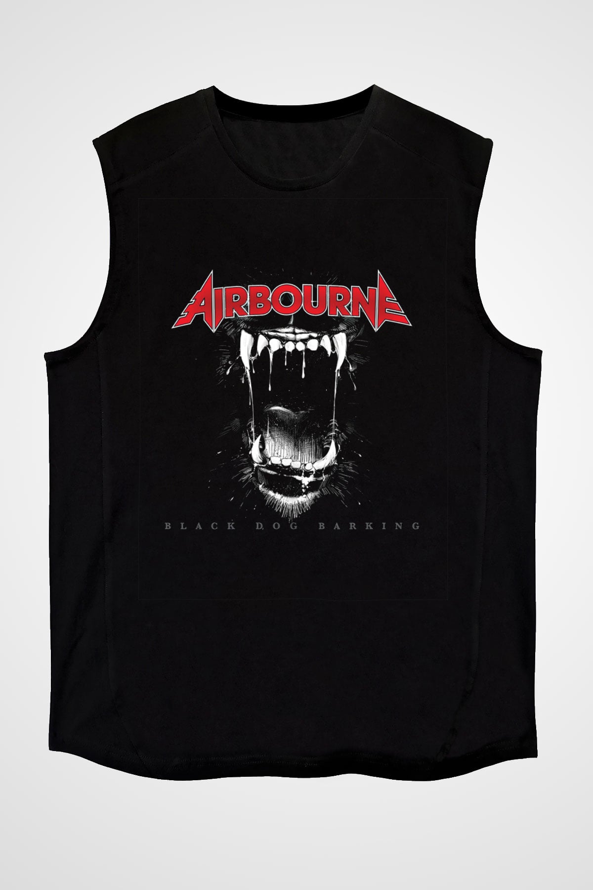 Airbourne Baskılı Unisex Siyah Kolsuz Tişört