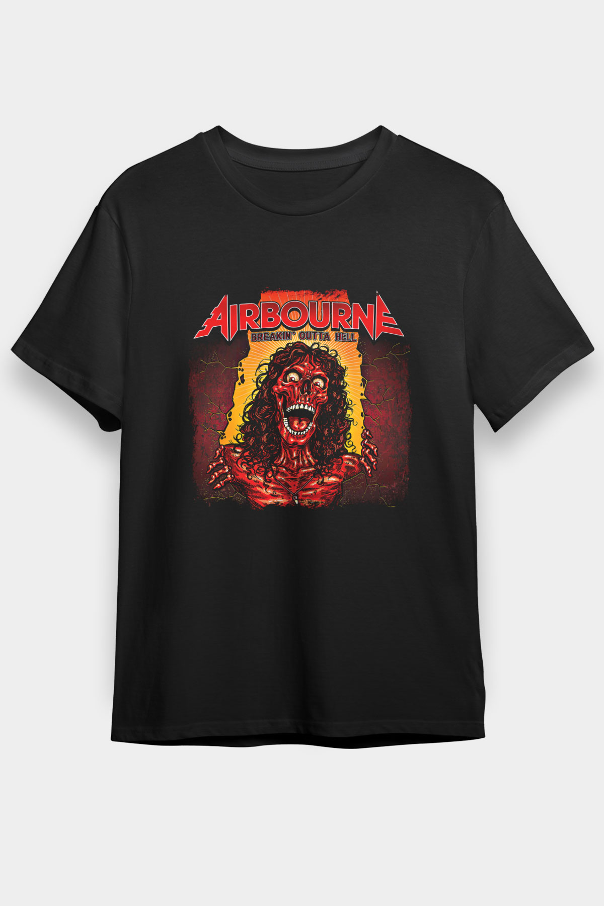 Airbourne Baskılı Unisex Siyah Tişört