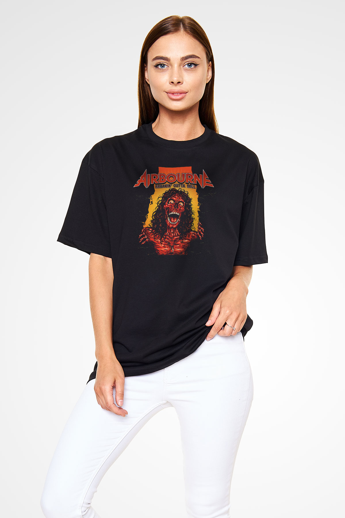 Airbourne Siyah Unisex Oversize Tişört T-Shirt